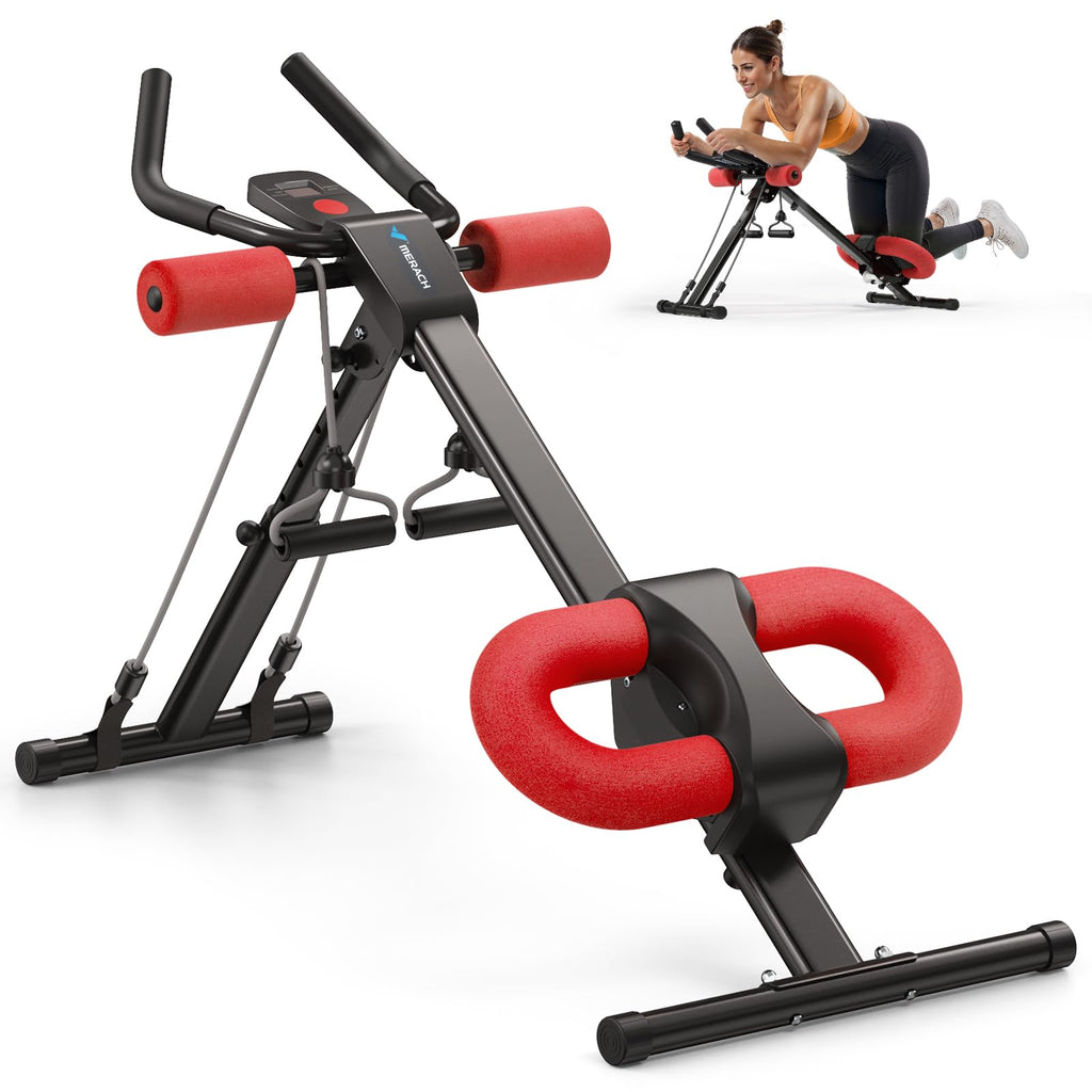 Foldable ab machine and abdominal trainer for home core workouts