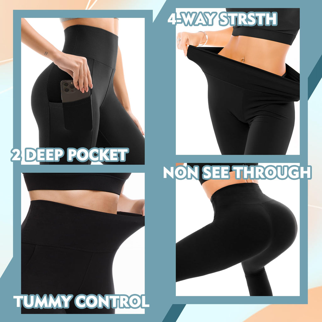 Women's High-Waisted Leggings with Pockets – Buttery-Soft Yoga Pants