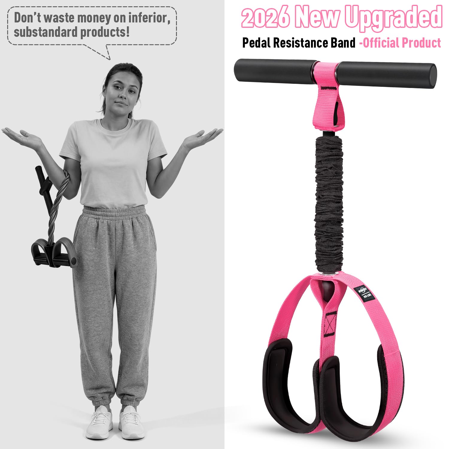 Pedal Resistance Band with Handles – Full Body Home Workout & Physical Therapy Trainer