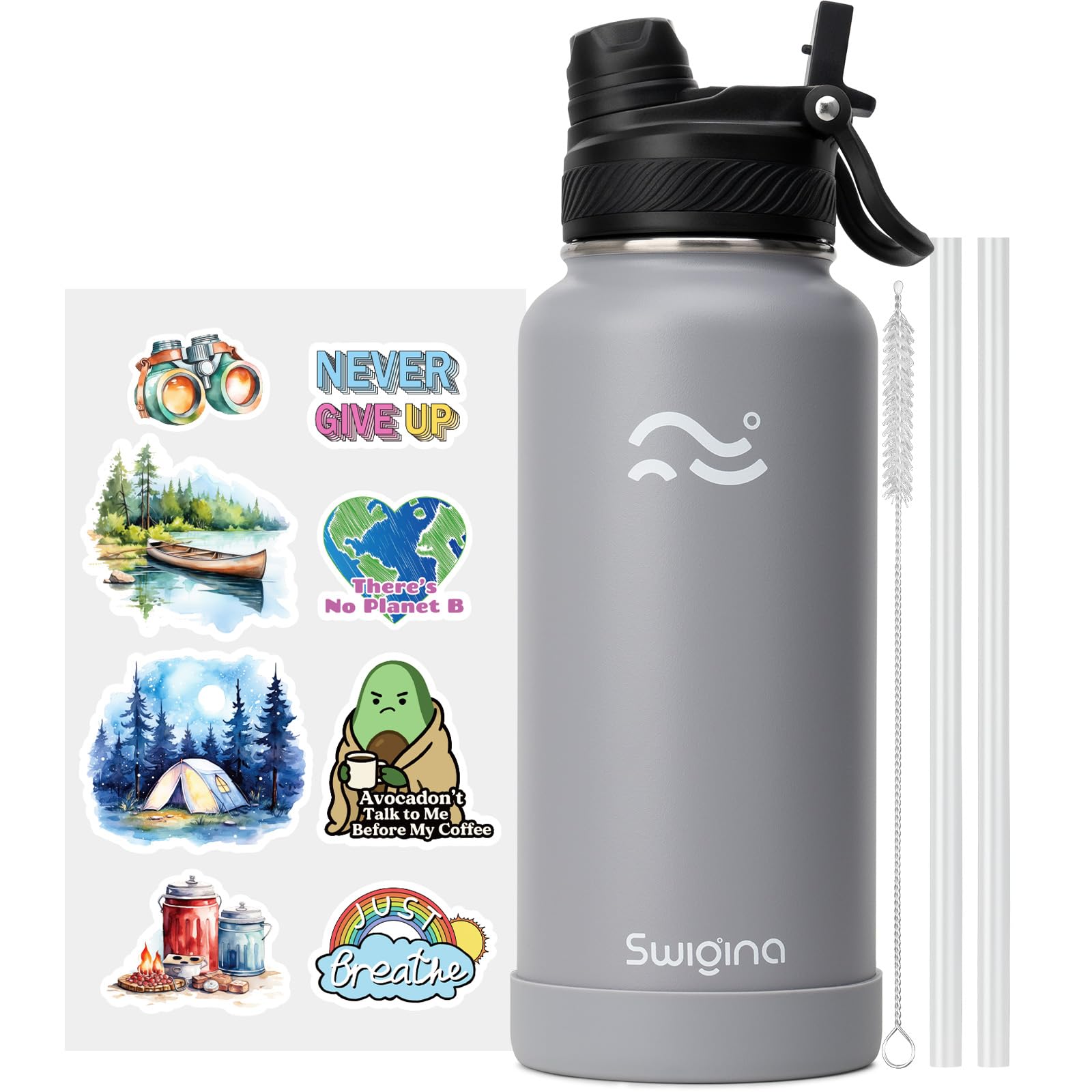 Insulated Water Bottle with Silicone Boot – 24 oz, Cold 36 Hrs / Hot 18 Hrs
