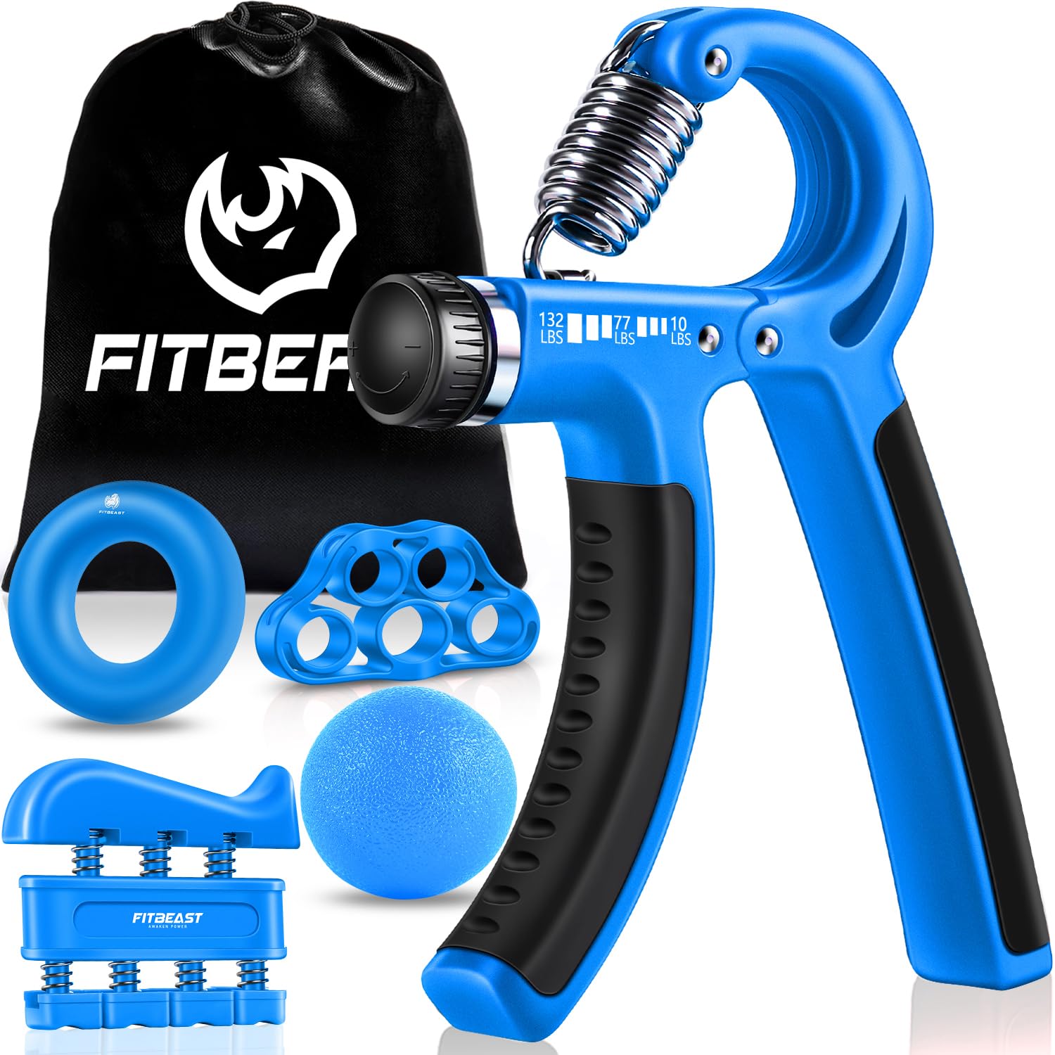 Adjustable hand grip strengthener kit for forearm training