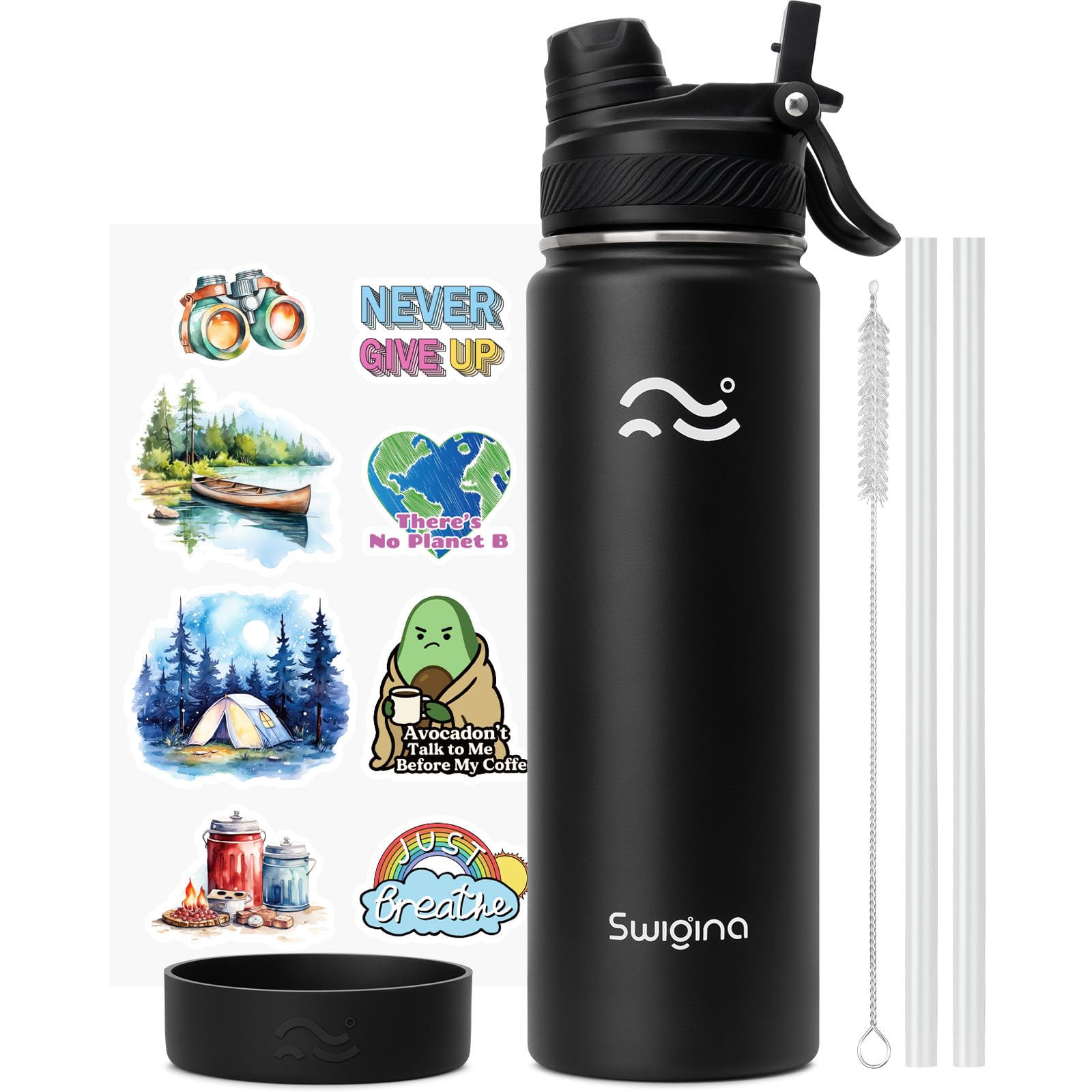Insulated Water Bottle with Silicone Boot – 24 oz, Cold 36 Hrs / Hot 18 Hrs
