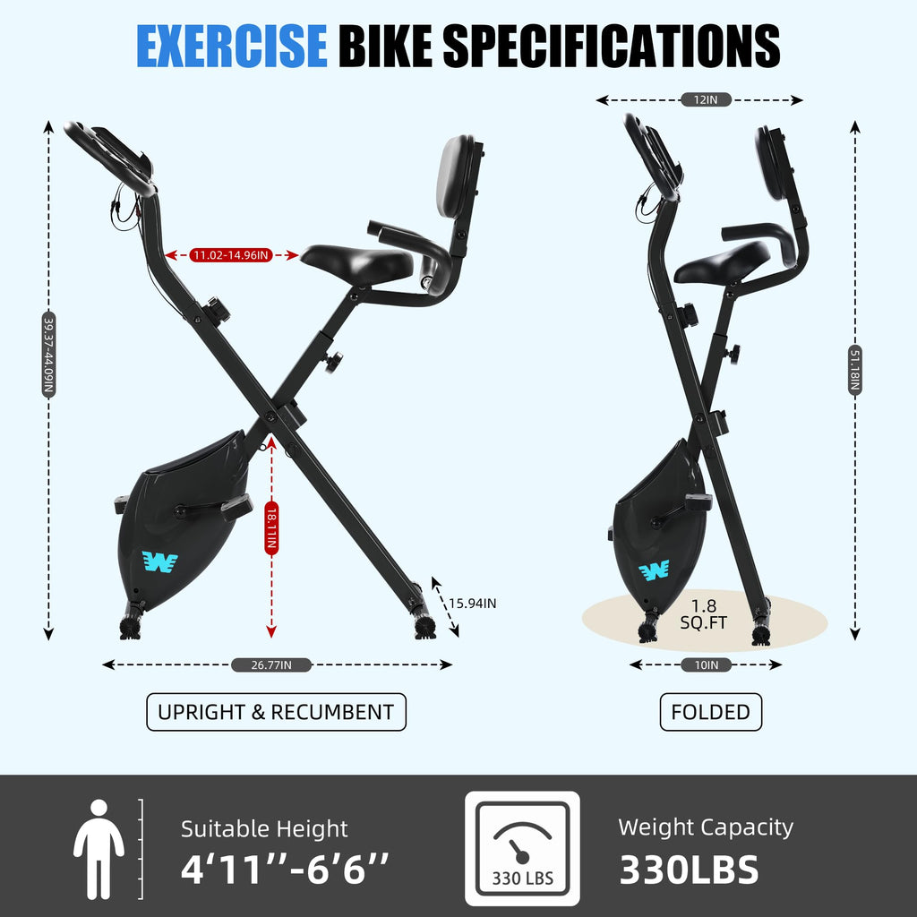 5-in-1 Foldable Exercise Bike – 16-Level Magnetic Indoor Cycling Bike, 350 lb Capacity