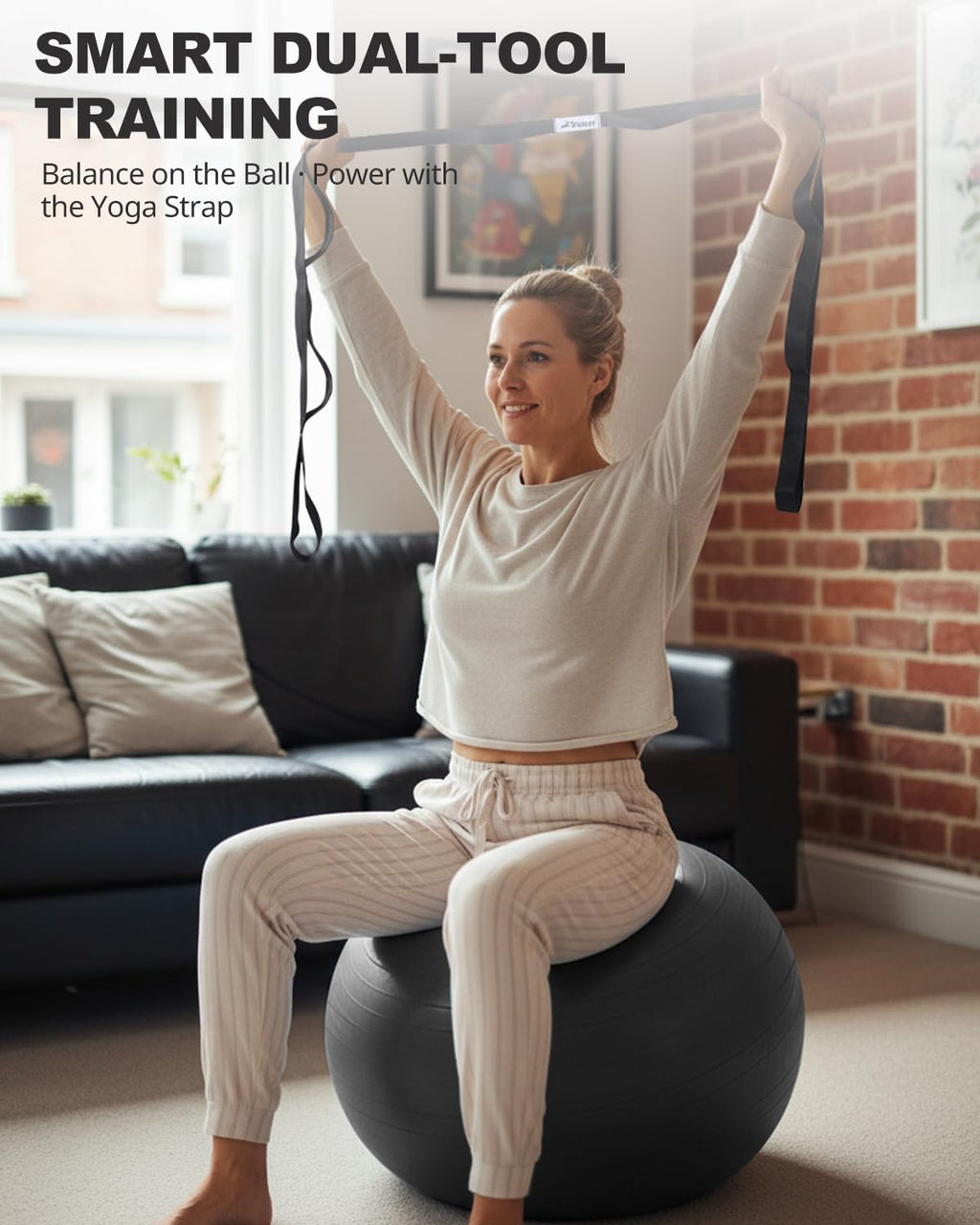 Exercise Ball for Yoga, Pilates & Core – Anti-Burst Stability Ball with Quick Pump