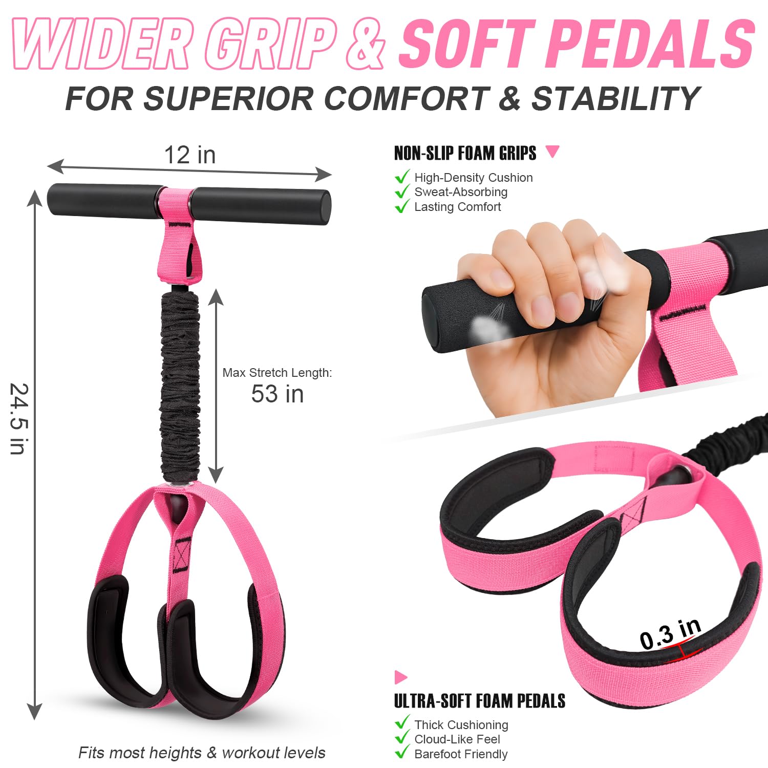 Pedal Resistance Band with Handles – Full Body Home Workout & Physical Therapy Trainer