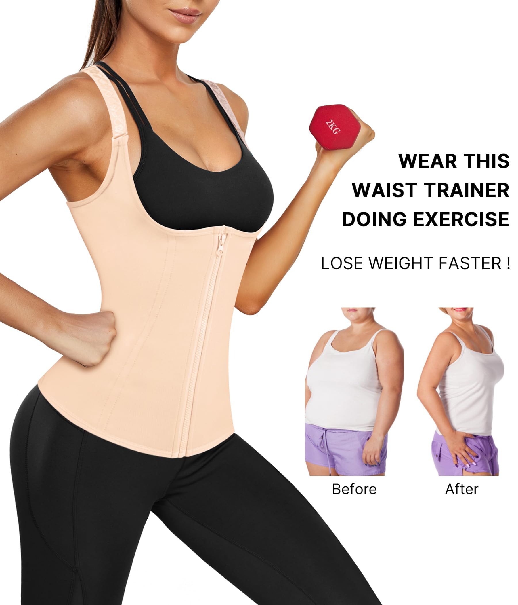Waist Trainer Corset with Zipper – Adjustable Tummy-Control Shapewear for Women