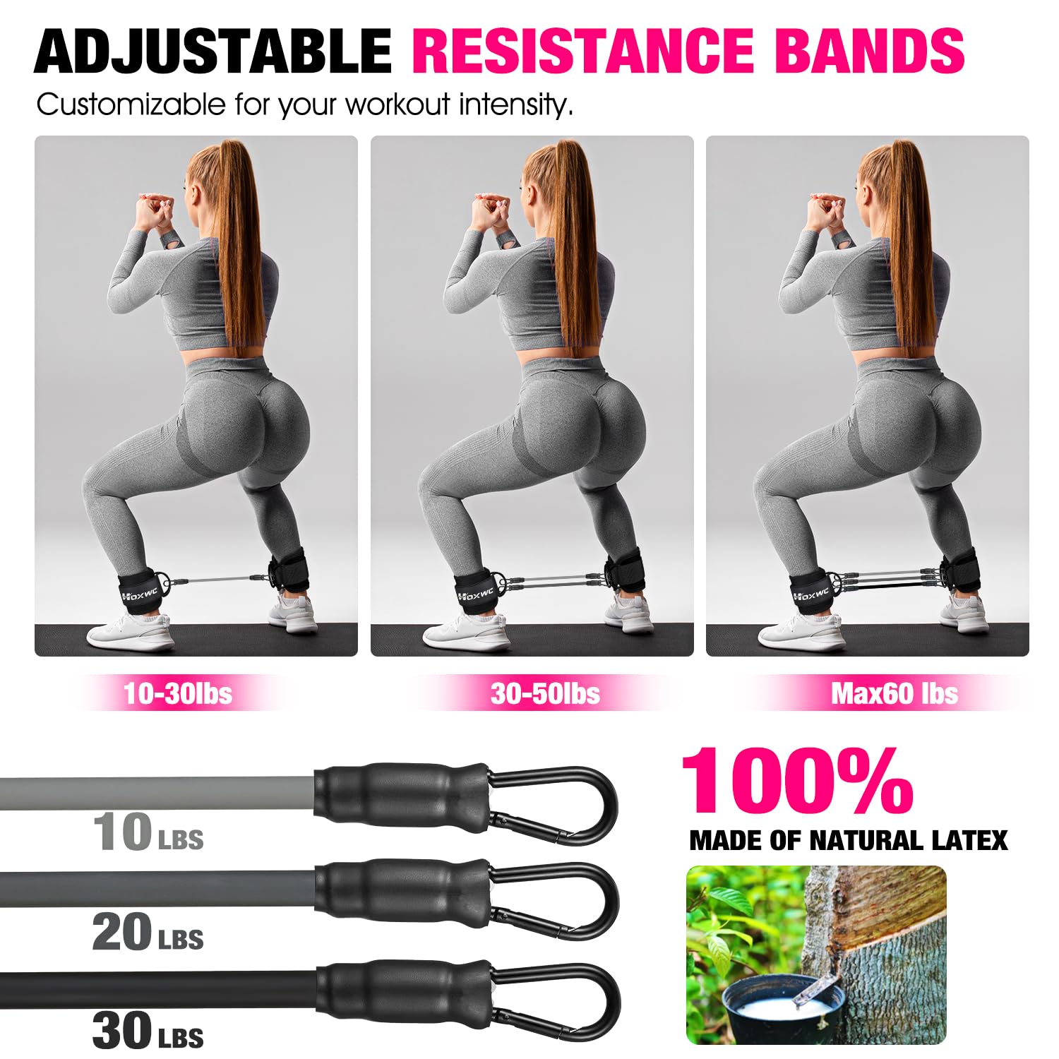 Ankle Resistance Bands with Cuffs – Glute & Leg Booty Workout Bands