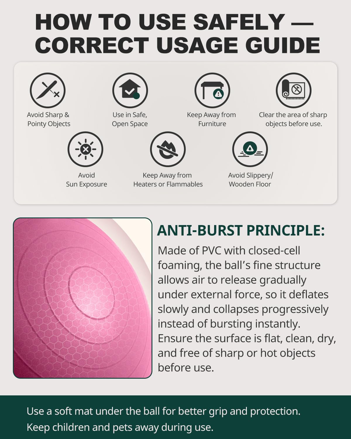 Exercise Ball for Yoga, Pilates & Core – Anti-Burst Stability Ball with Quick Pump