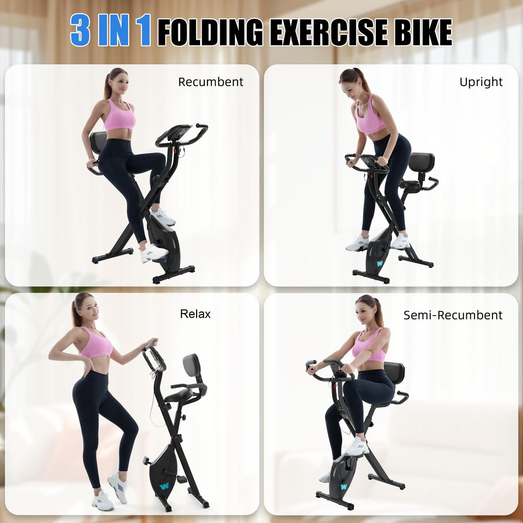 5-in-1 Foldable Exercise Bike – 16-Level Magnetic Indoor Cycling Bike, 350 lb Capacity