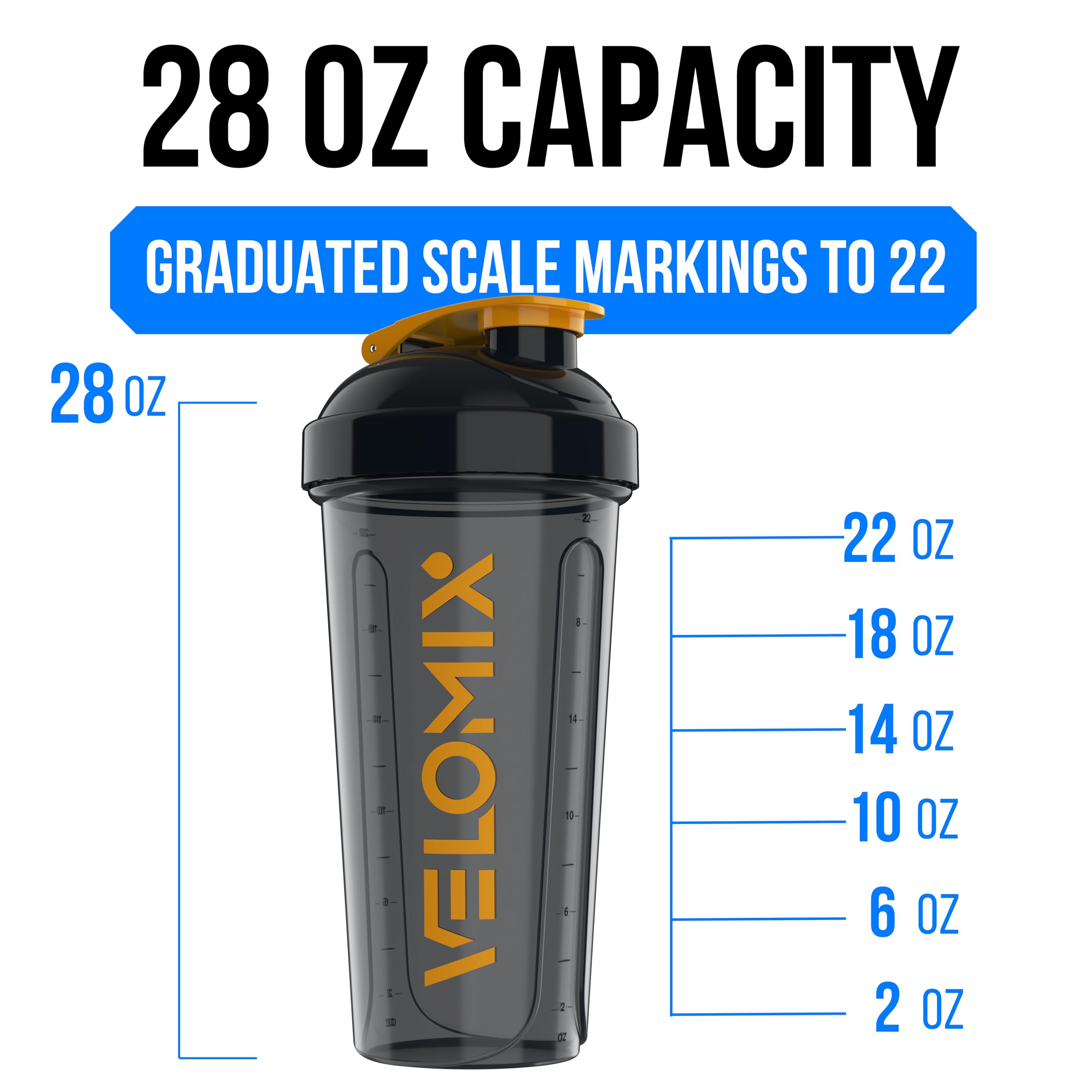 Protein Shaker Bottles 2-Pack – 28 oz Leak-Proof Shaker Cups with Wire Whisks