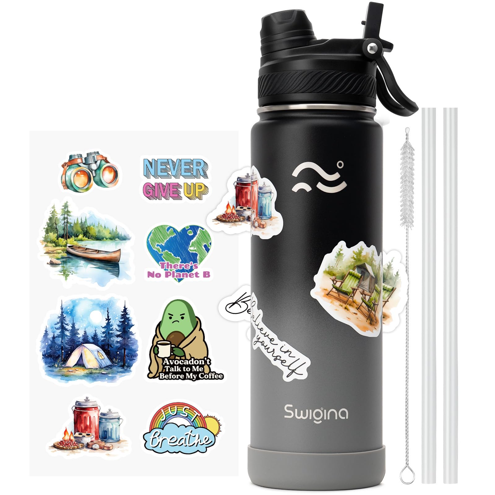 Insulated Water Bottle with Silicone Boot – 24 oz, Cold 36 Hrs / Hot 18 Hrs