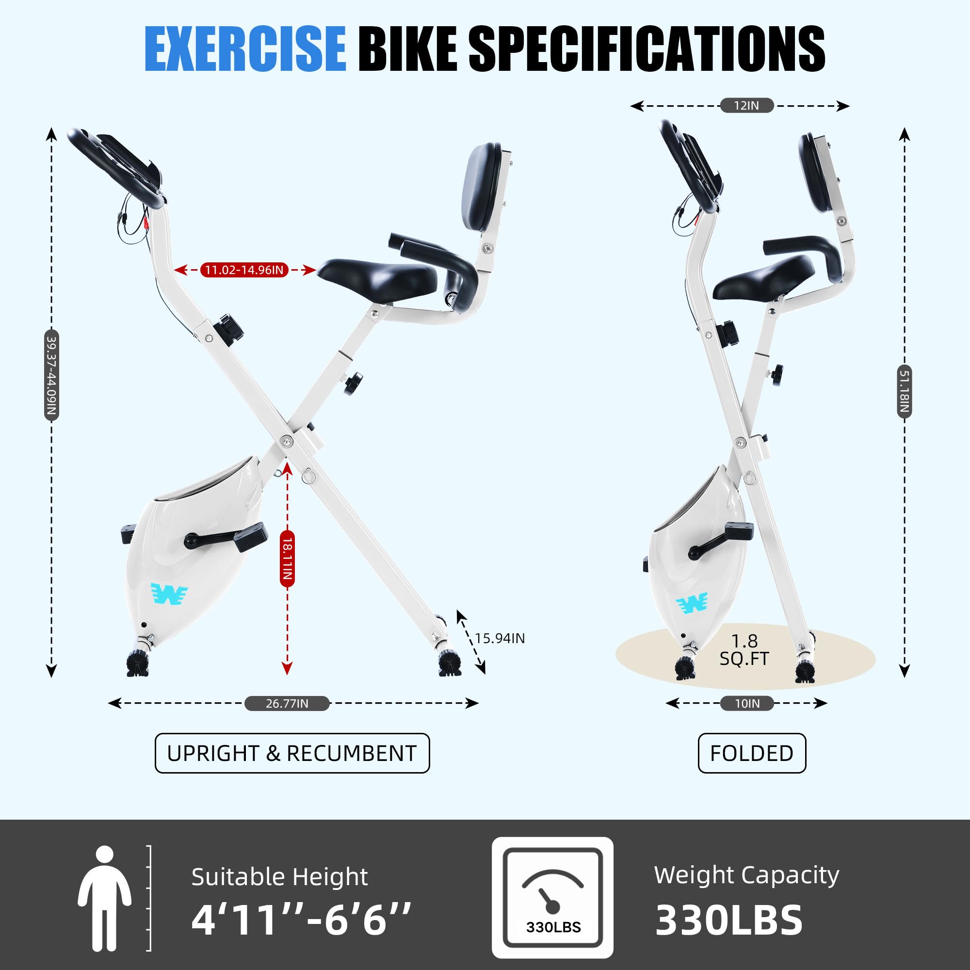 5-in-1 Foldable Exercise Bike – 16-Level Magnetic Indoor Cycling Bike, 350 lb Capacity