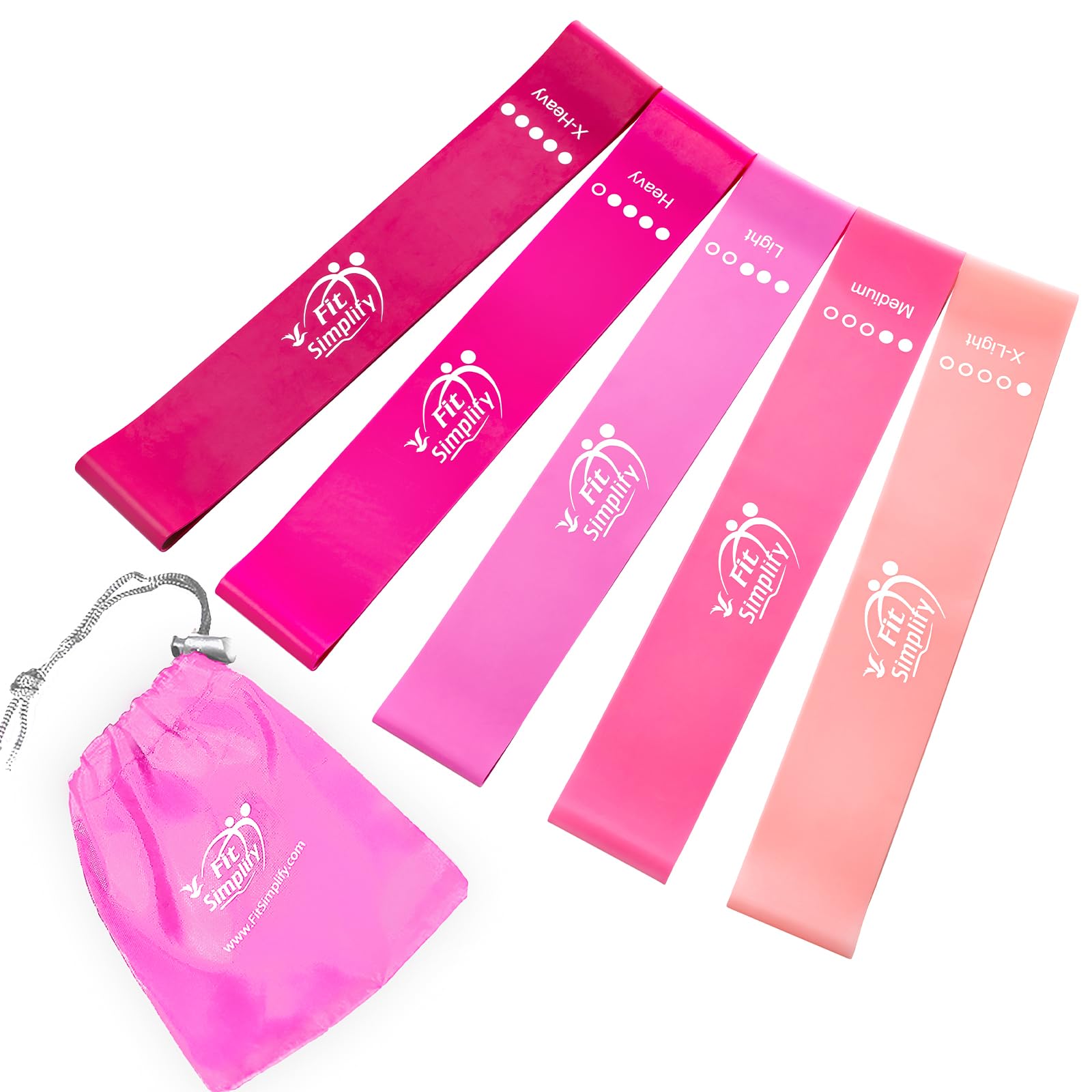 Resistance Loop Bands Set of 5 – Exercise Bands with Guide & Carry Bag