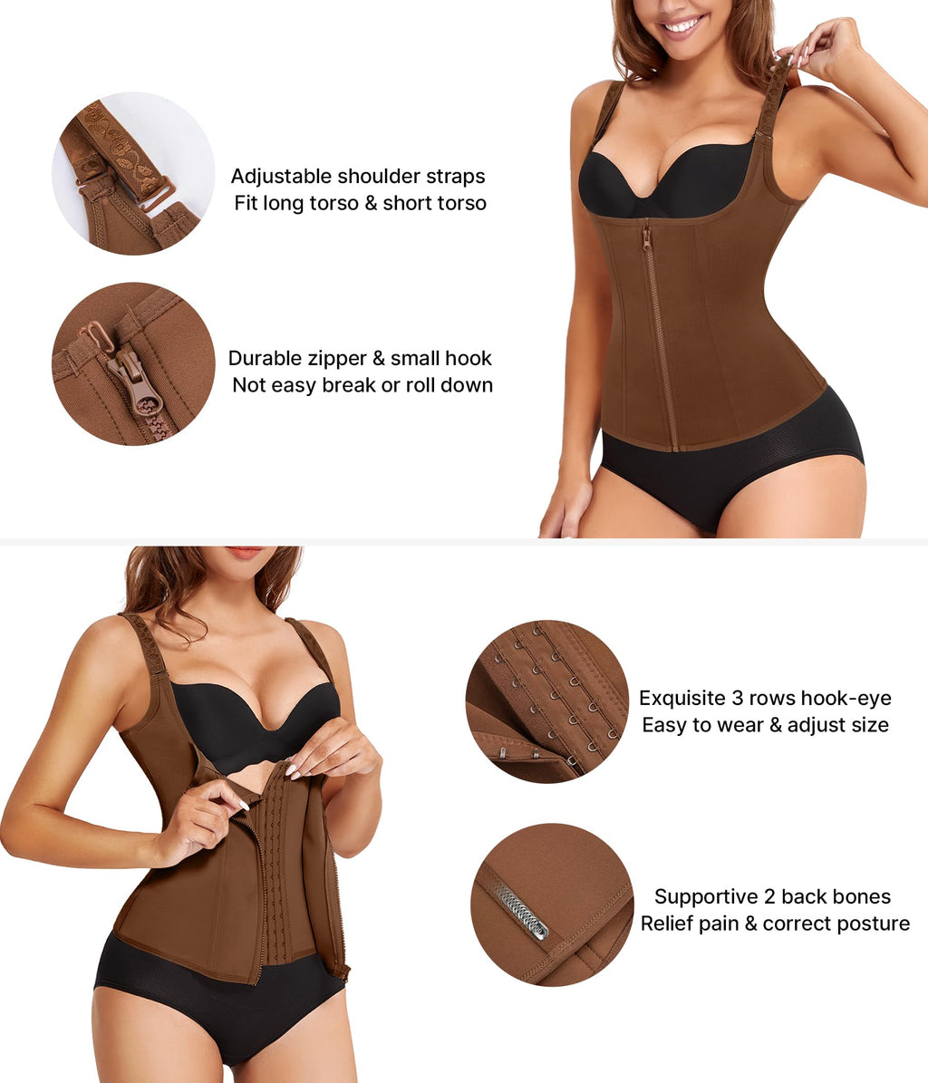 Waist Trainer Corset with Zipper – Adjustable Tummy-Control Shapewear for Women