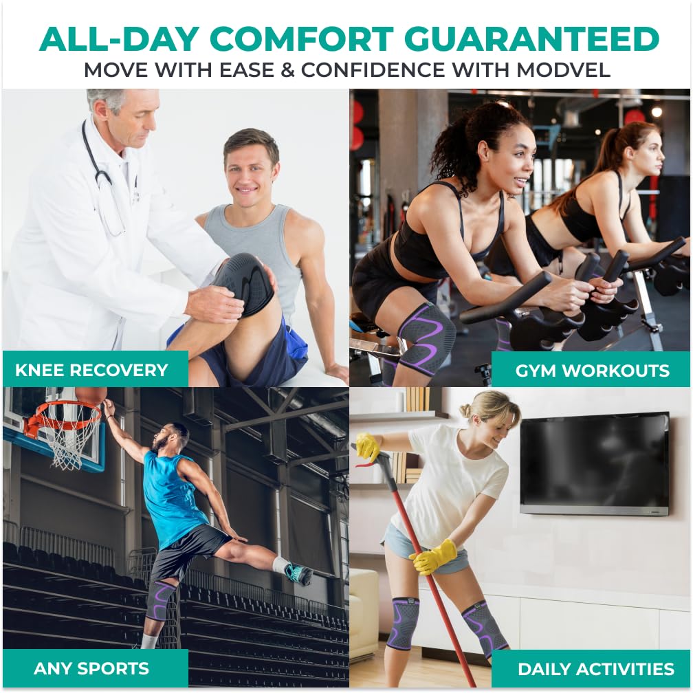 Compression Knee Brace (2-Pack) – Support Sleeves for Workouts & Joint Pain Relief