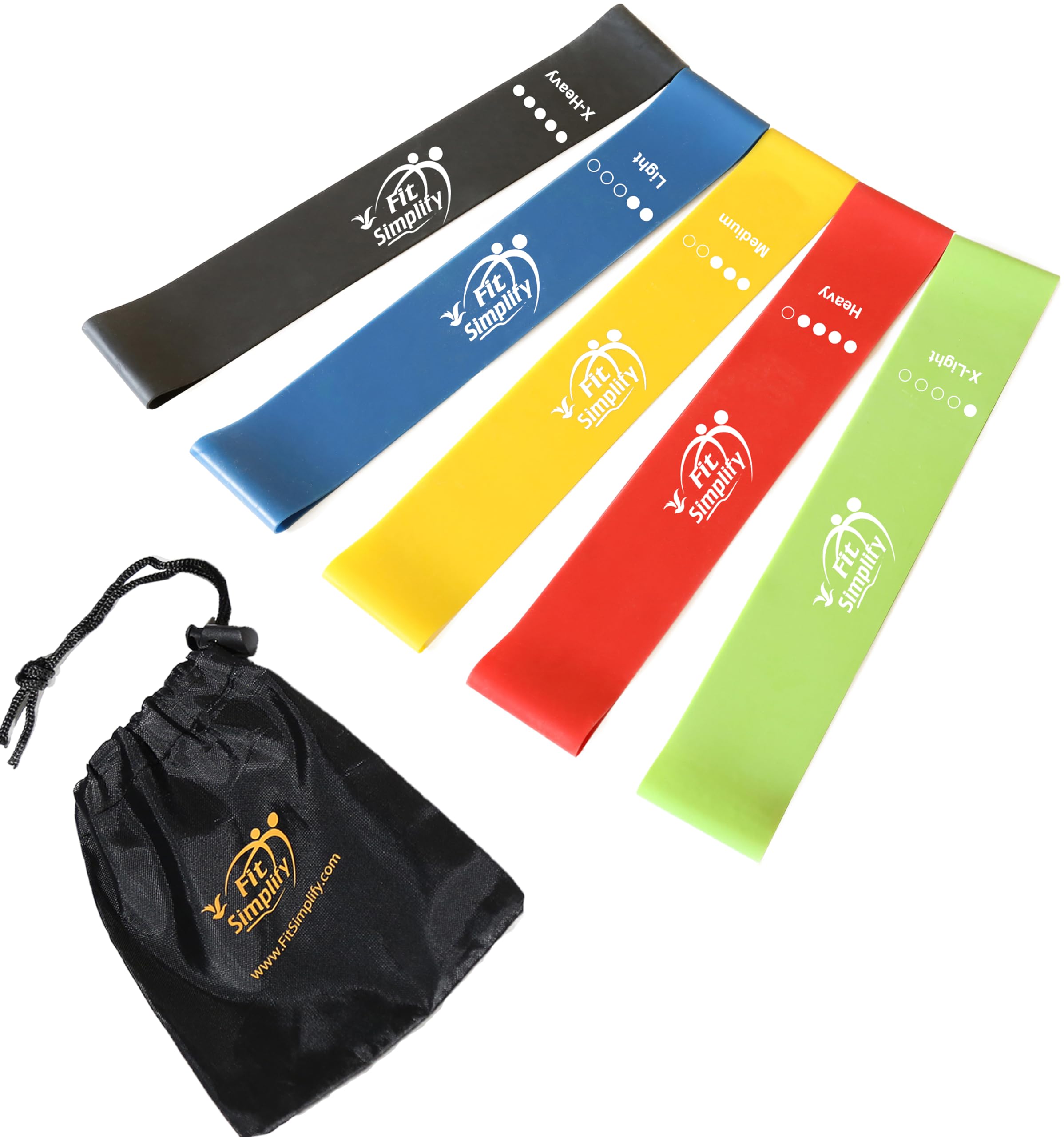 Resistance Loop Bands Set of 5 – Exercise Bands with Guide & Carry Bag