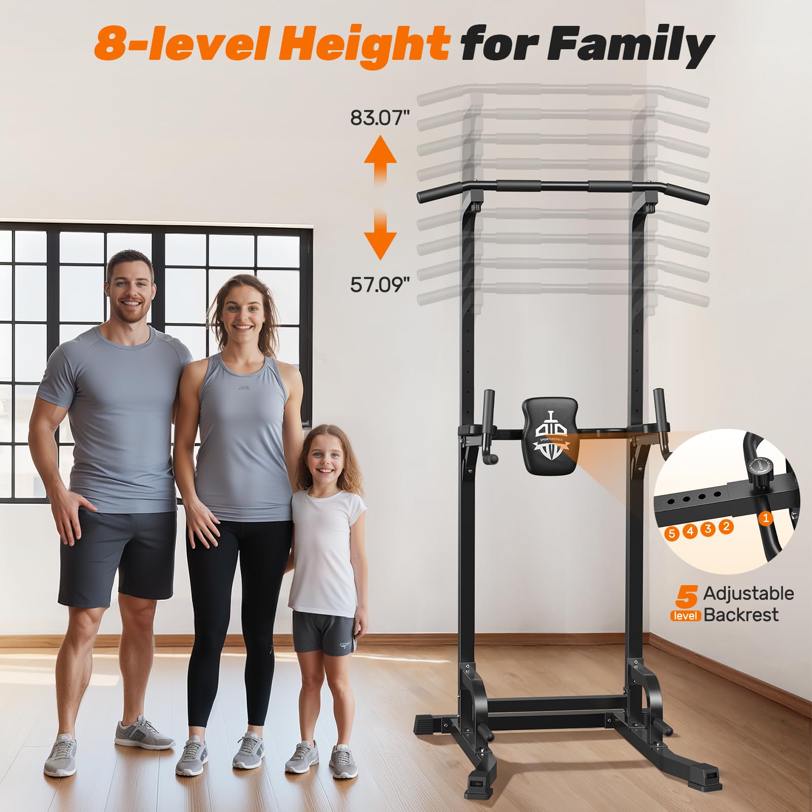 Power Tower Pull Up & Dip Station – 450 lb Capacity Home Gym Strength Trainer