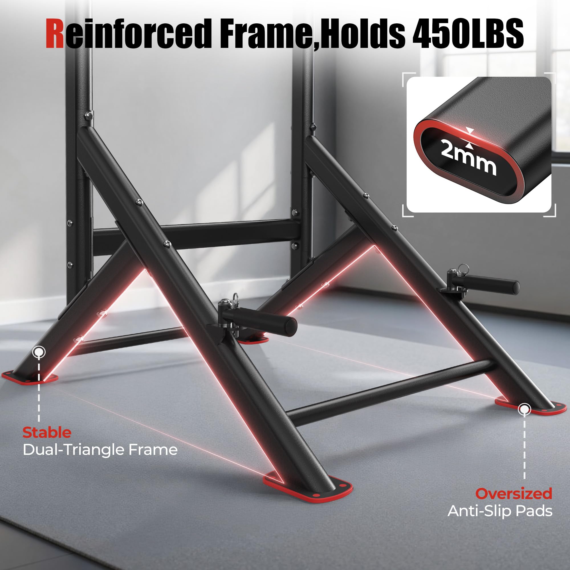 Power Tower Pull Up & Dip Station – 450 lb Capacity Home Gym Strength Trainer
