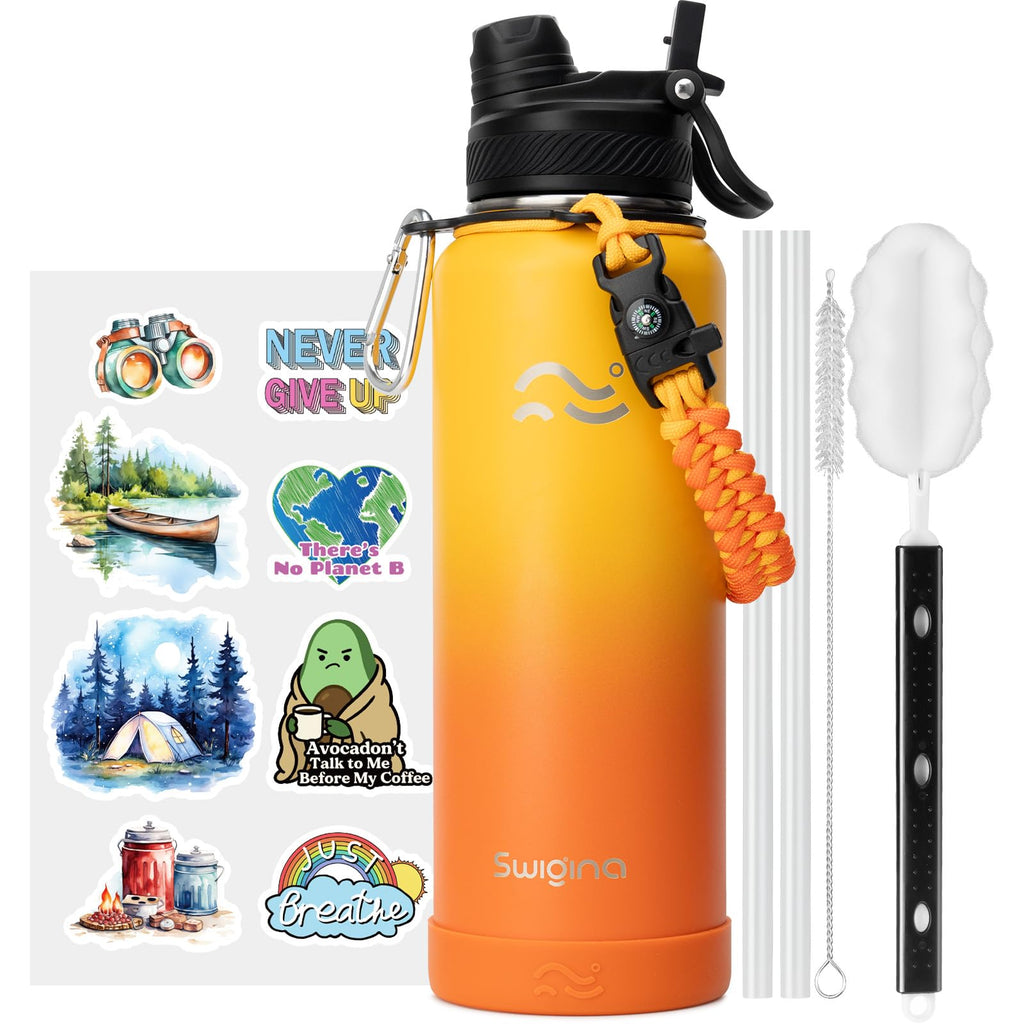 Insulated Water Bottle with Silicone Boot – 24 oz, Cold 36 Hrs / Hot 18 Hrs
