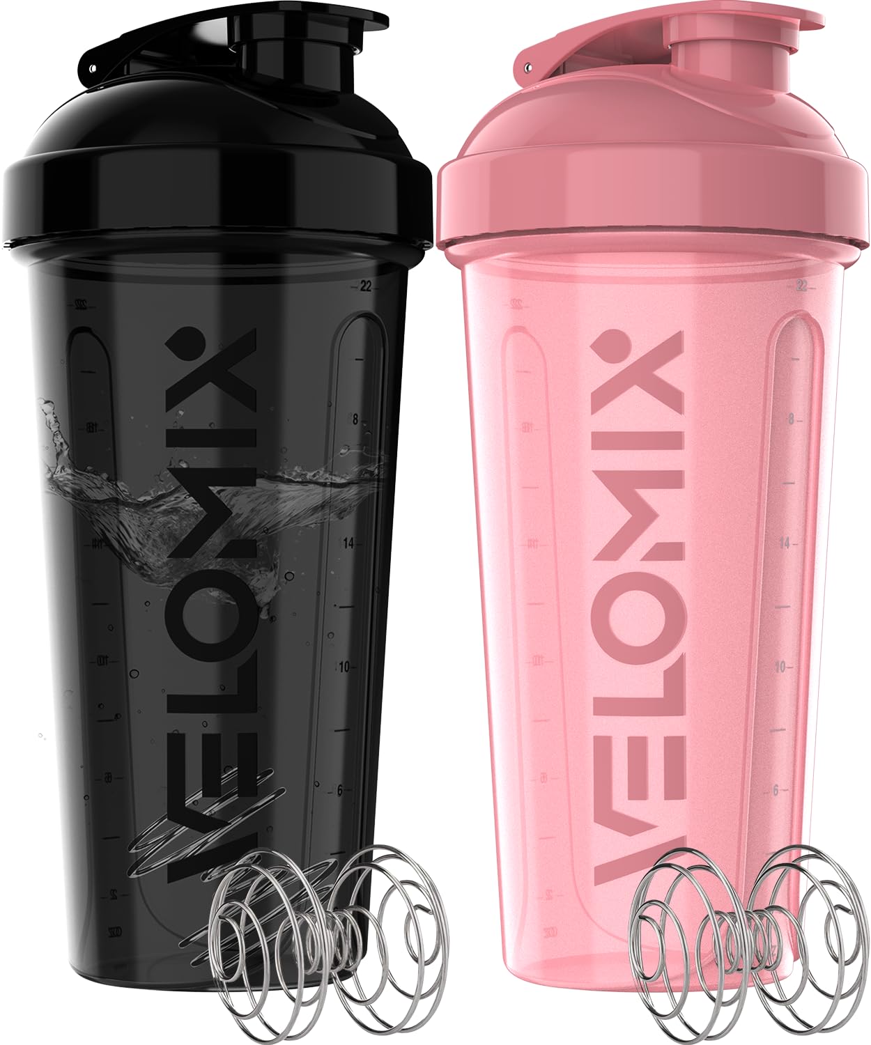 Protein Shaker Bottles 2-Pack – 28 oz Leak-Proof Shaker Cups with Wire Whisks