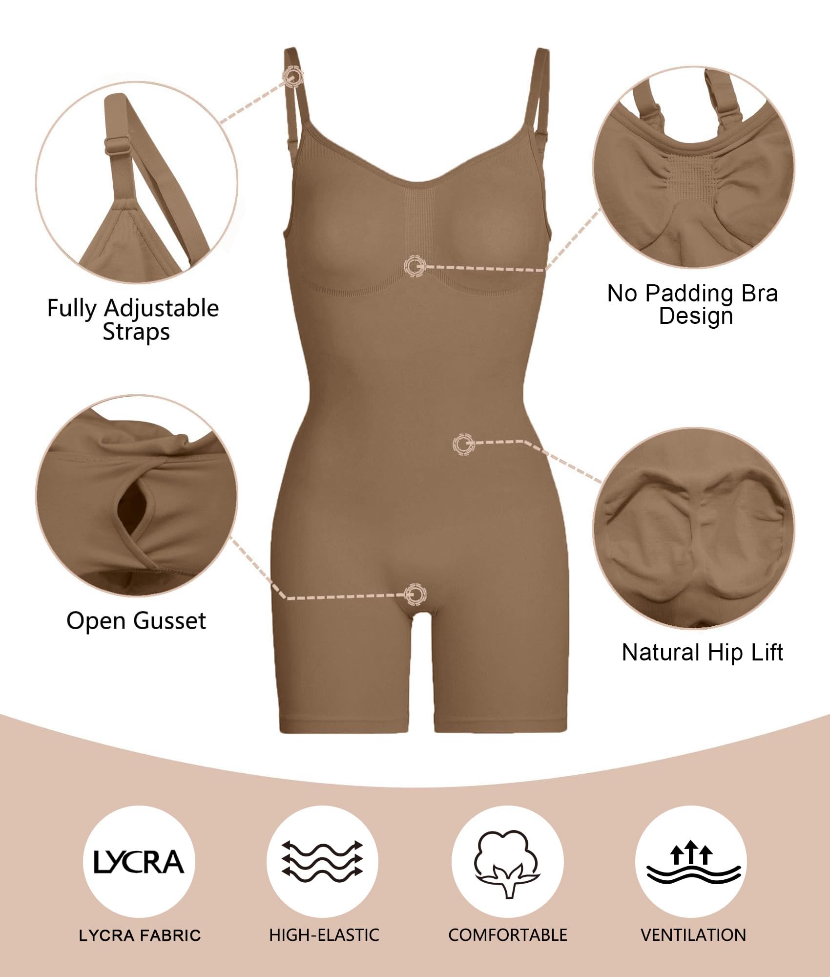 Tummy-Control Bodysuit Shaper – Mid-Thigh Body Shaper Shorts for a Lifted Look