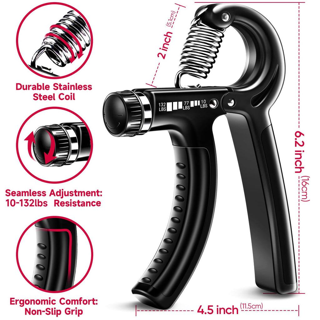 Hand Grip Strengthener Kit – 5-Pack Adjustable Forearm & Grip Trainer