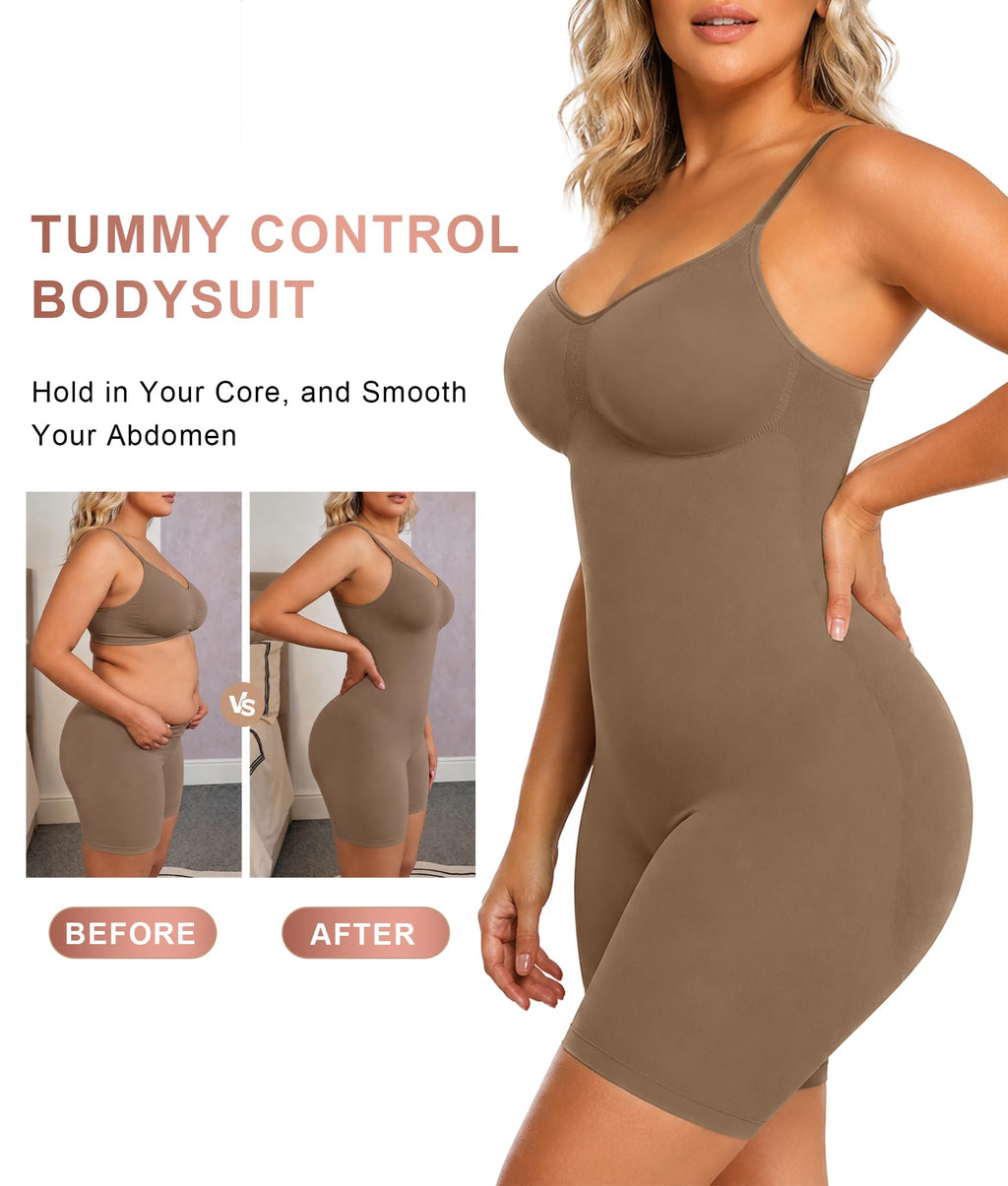 Tummy-Control Bodysuit Shaper – Mid-Thigh Body Shaper Shorts for a Lifted Look