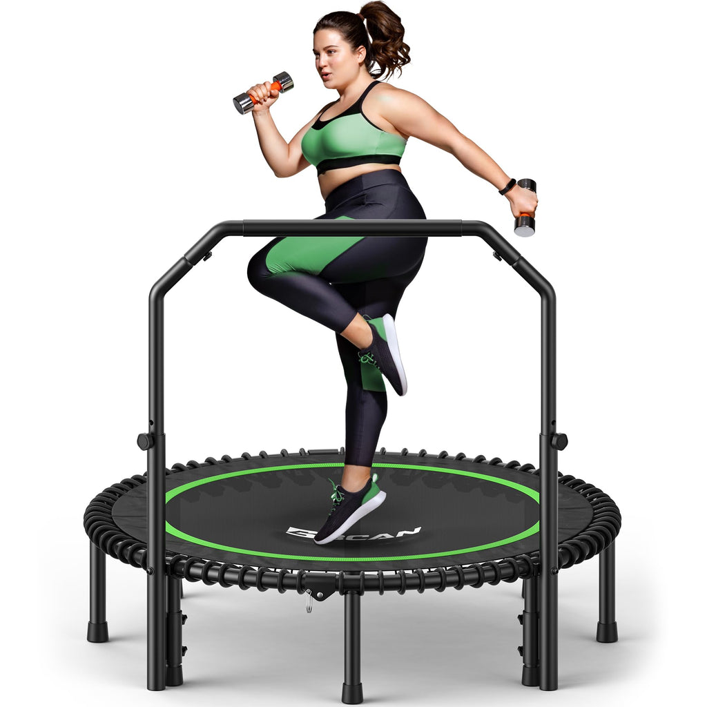Mini Rebounder Trampoline for Adults – Fitness Trampoline with Adjustable Handle Bar