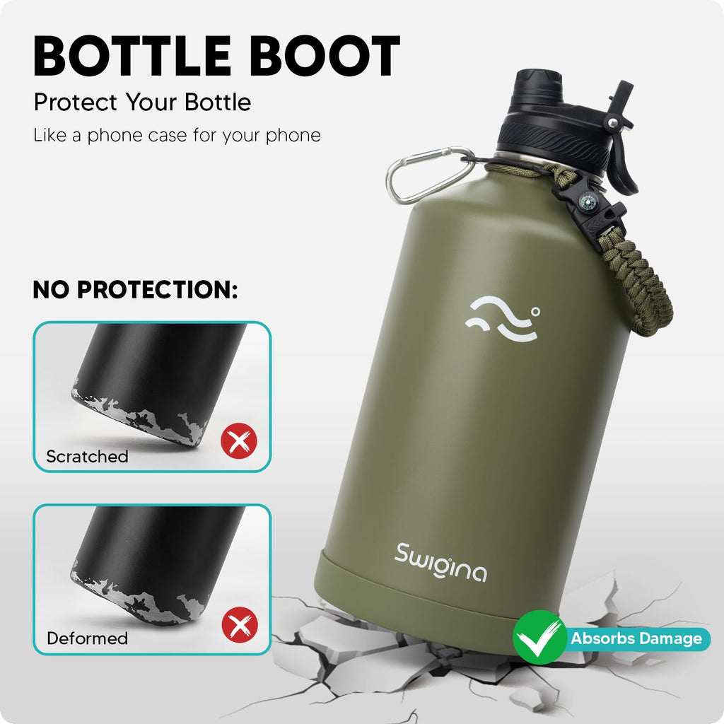 Insulated Water Bottle with Silicone Boot – 24 oz, Cold 36 Hrs / Hot 18 Hrs