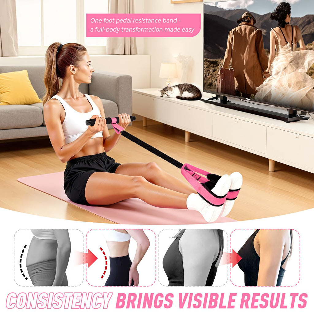 Pedal Resistance Band with Handles – Full Body Home Workout & Physical Therapy Trainer