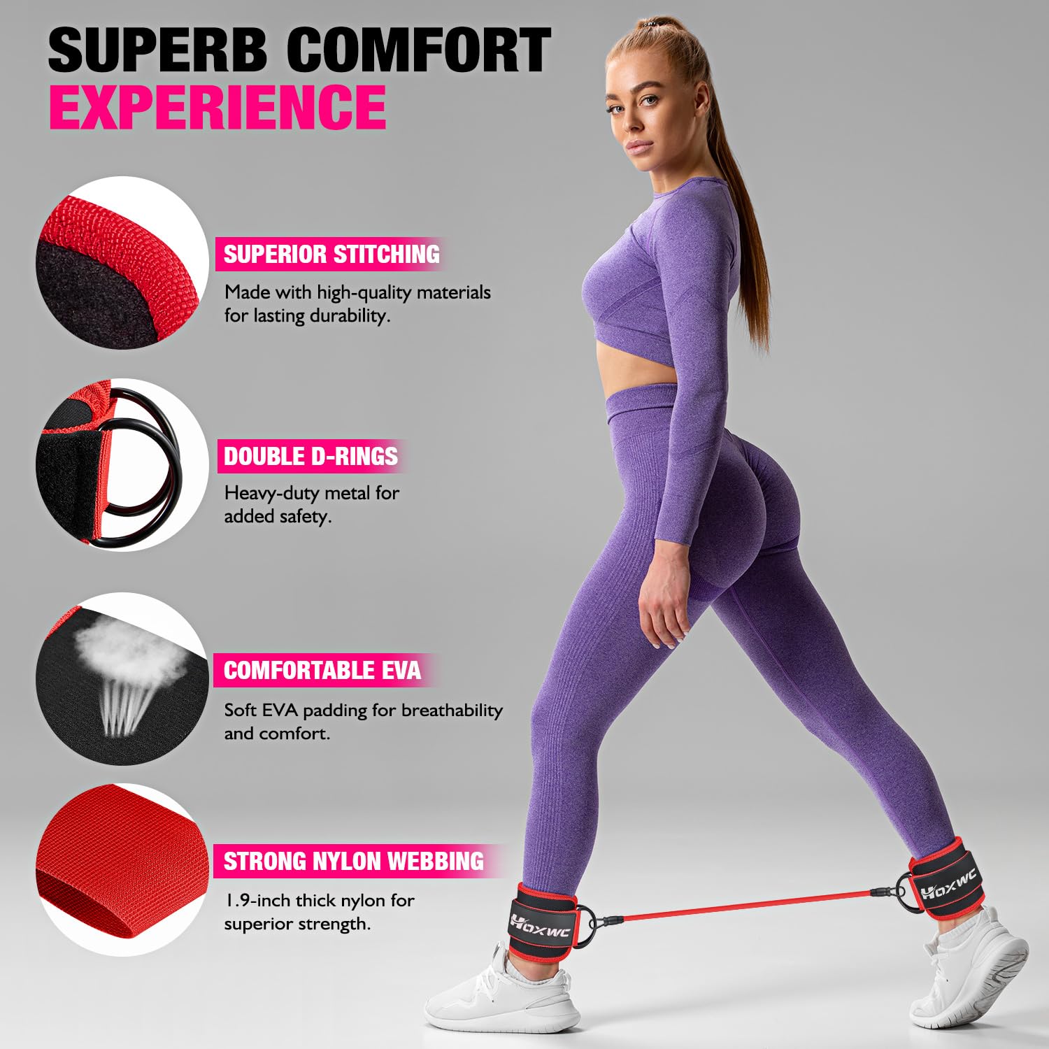 Ankle Resistance Bands with Cuffs – Glute & Leg Booty Workout Bands