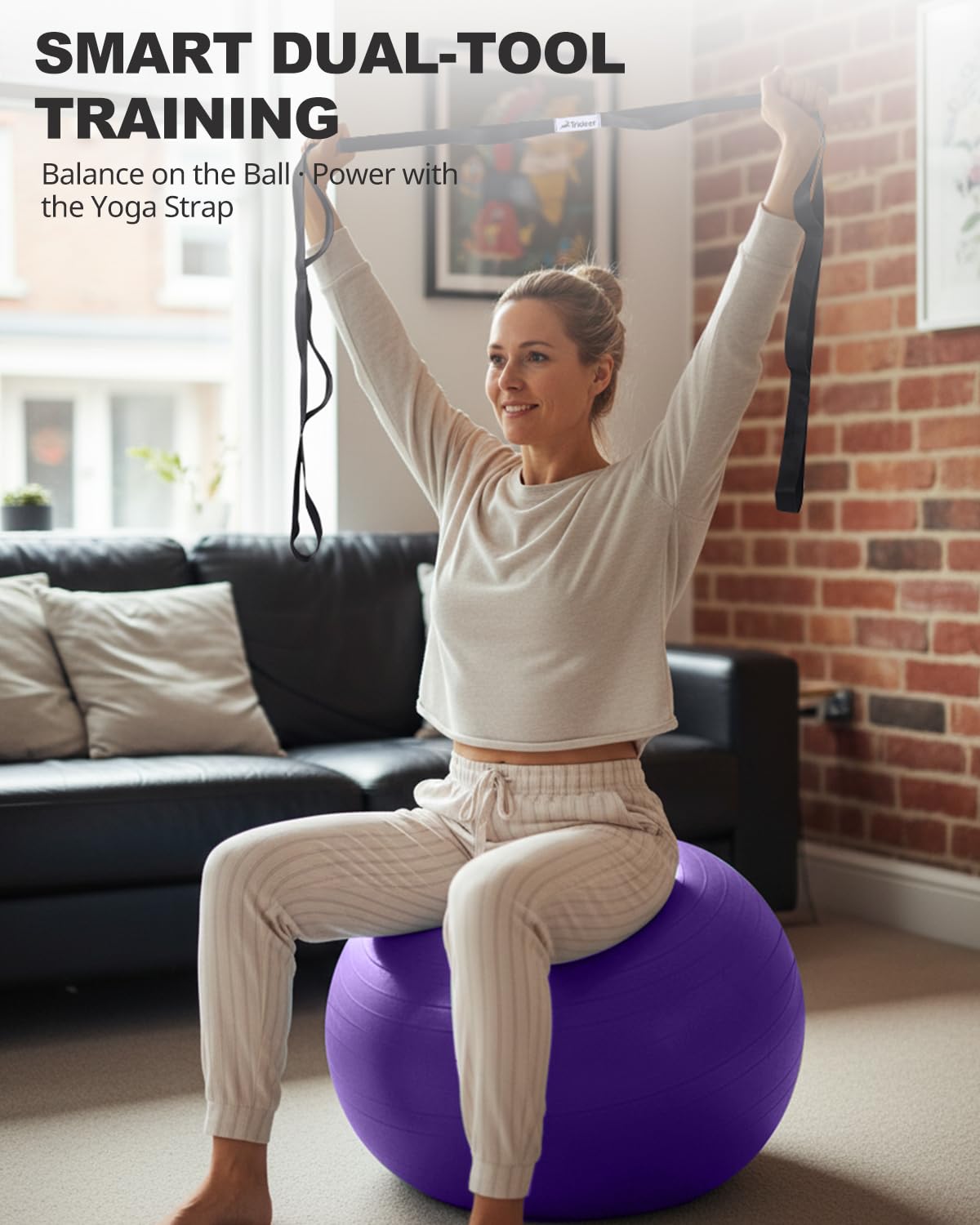 Exercise Ball for Yoga, Pilates & Core – Anti-Burst Stability Ball with Quick Pump