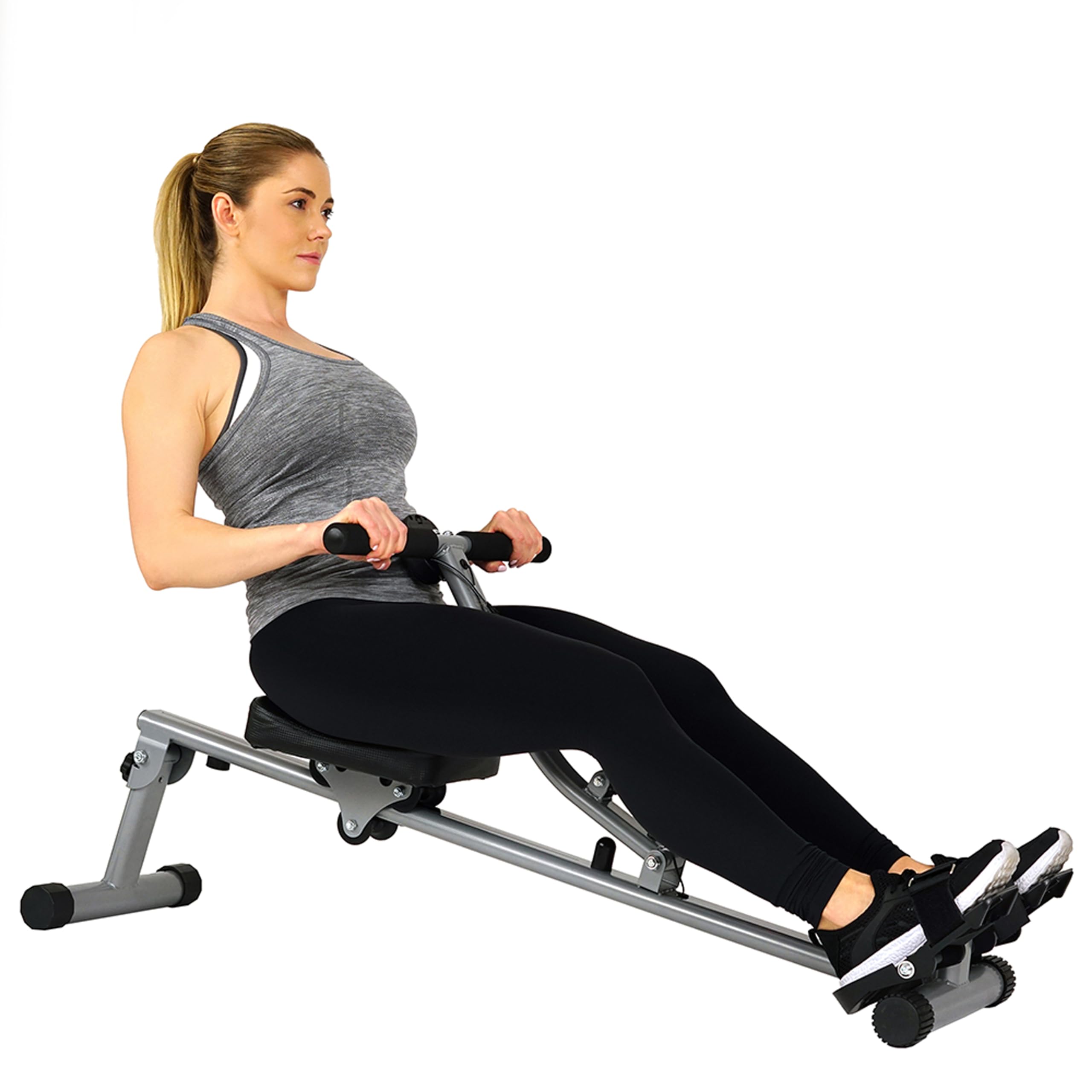 Compact adjustable rowing machine for full-body home workouts