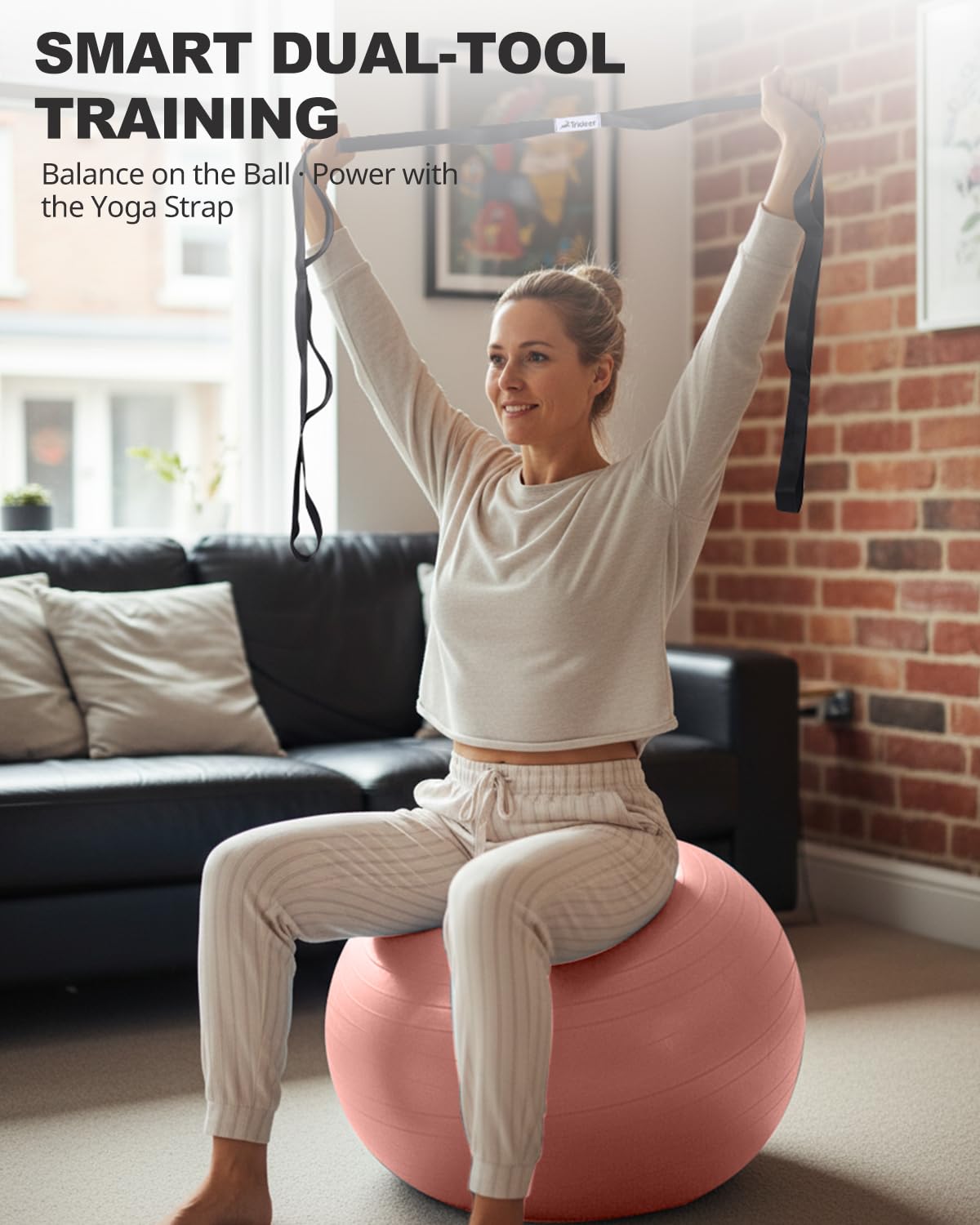 Exercise Ball for Yoga, Pilates & Core – Anti-Burst Stability Ball with Quick Pump