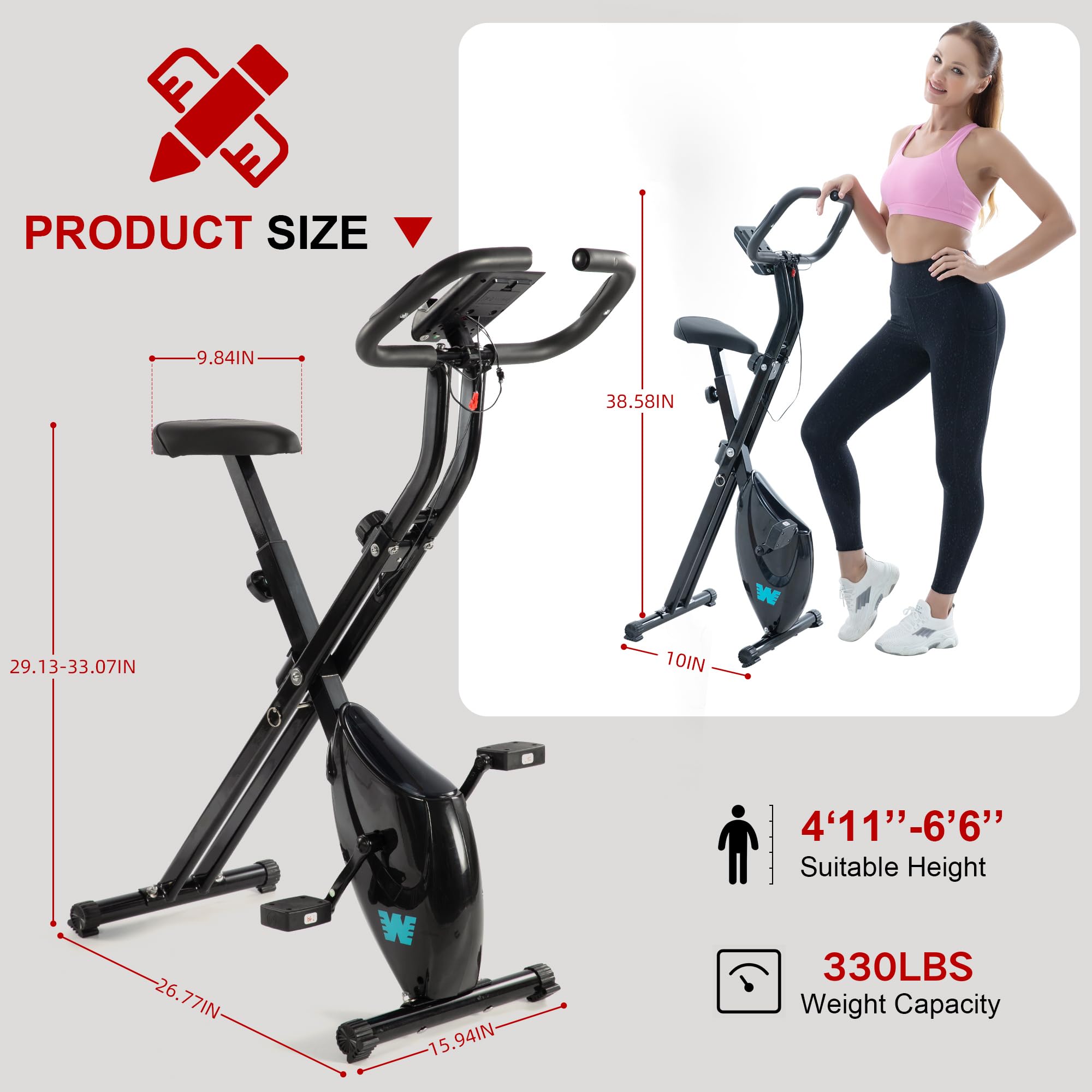5-in-1 Foldable Exercise Bike – 16-Level Magnetic Indoor Cycling Bike, 350 lb Capacity
