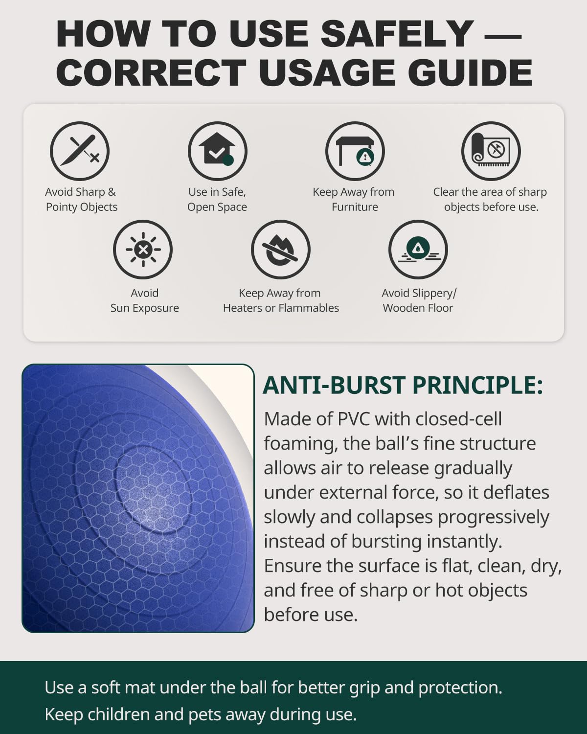 Exercise Ball for Yoga, Pilates & Core – Anti-Burst Stability Ball with Quick Pump