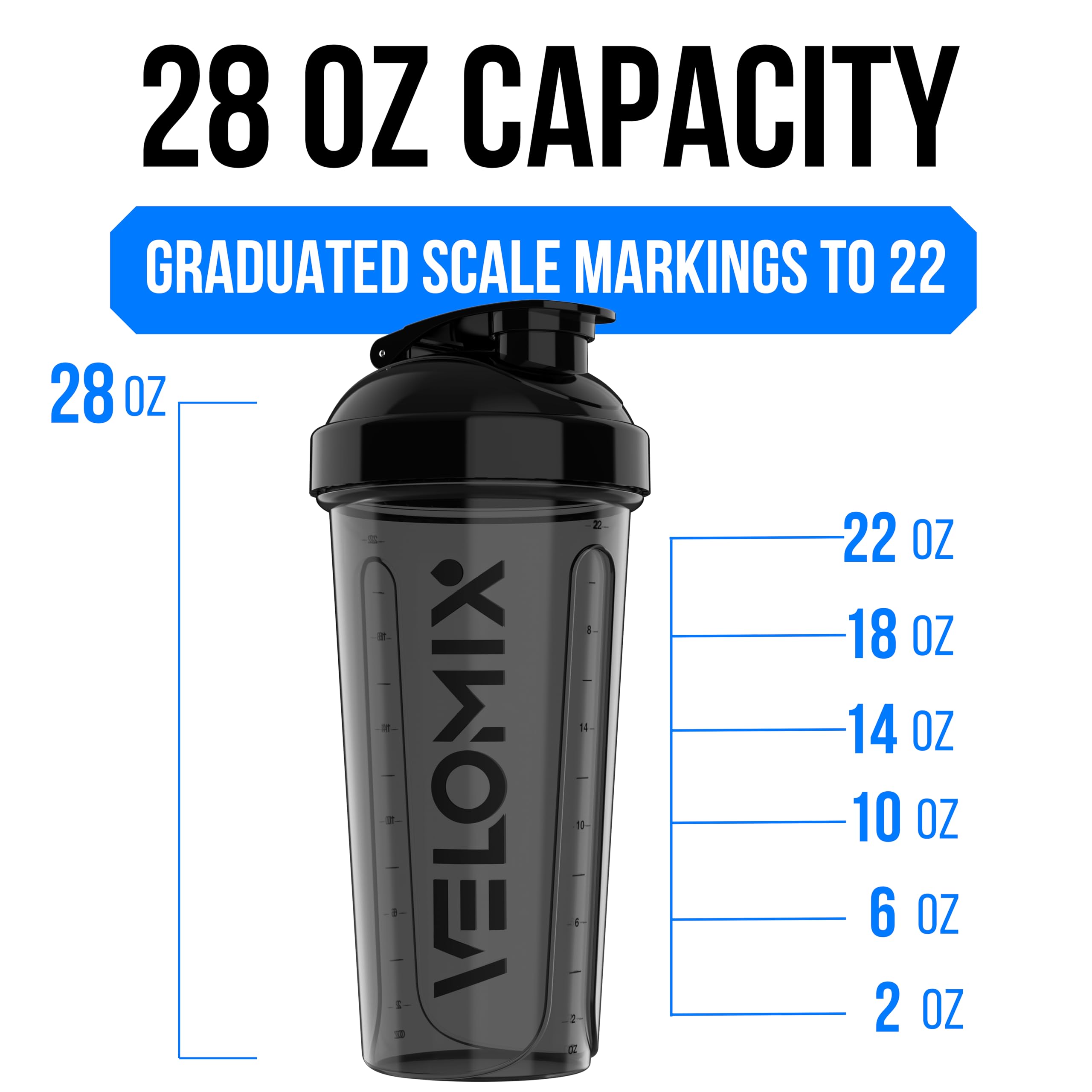 Protein Shaker Bottles 2-Pack – 28 oz Leak-Proof Shaker Cups with Wire Whisks