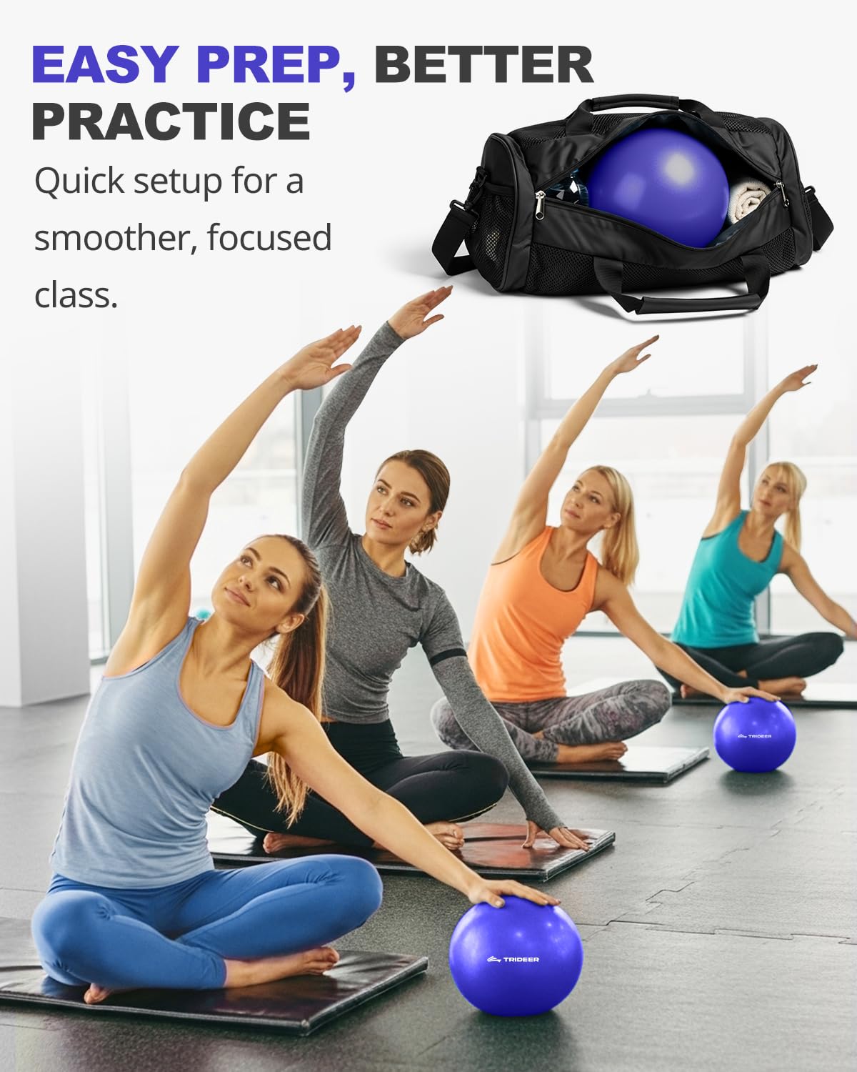 Exercise Ball for Yoga, Pilates & Core – Anti-Burst Stability Ball with Quick Pump