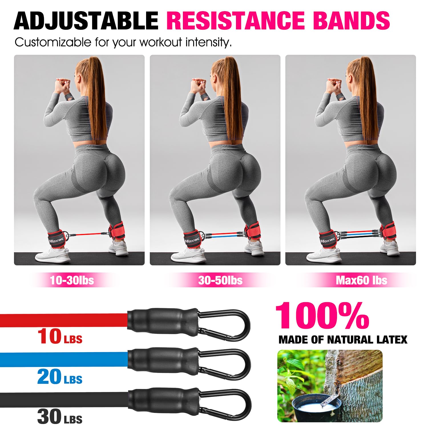 Ankle Resistance Bands with Cuffs – Glute & Leg Booty Workout Bands