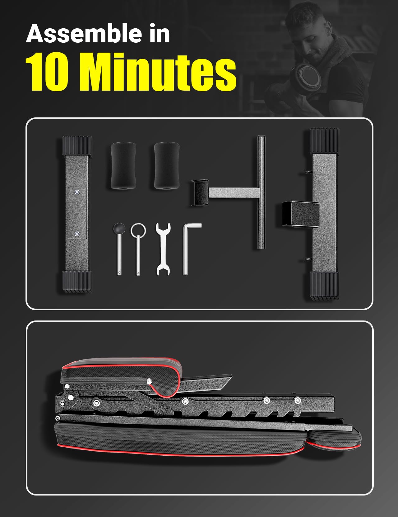 Foldable Adjustable Weight Bench – 84 Positions, 827 lb Capacity, 98% Pre-Assembled