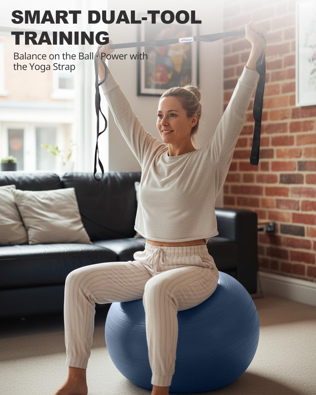 Exercise Ball for Yoga, Pilates & Core – Anti-Burst Stability Ball with Quick Pump
