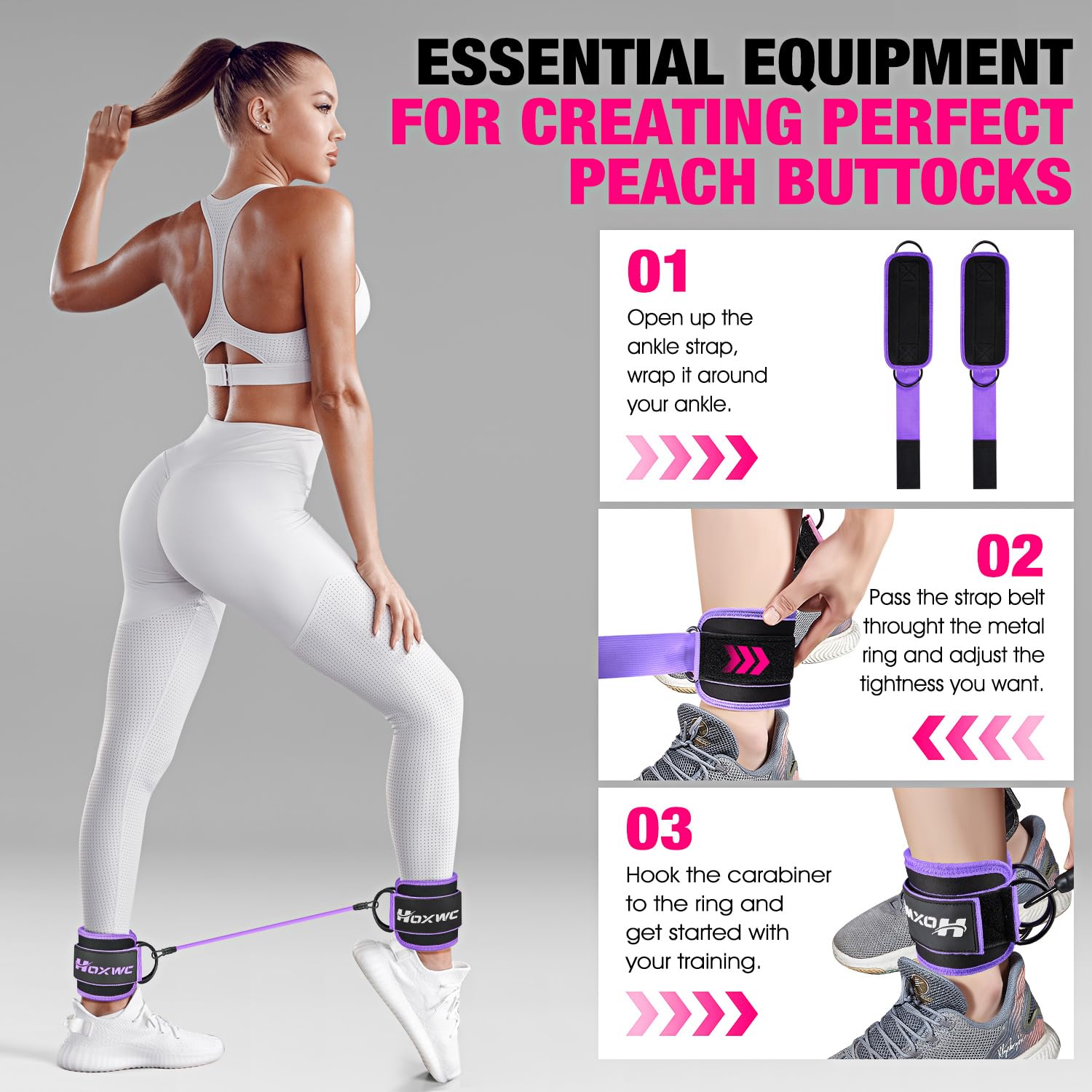 Ankle Resistance Bands with Cuffs – Glute & Leg Booty Workout Bands