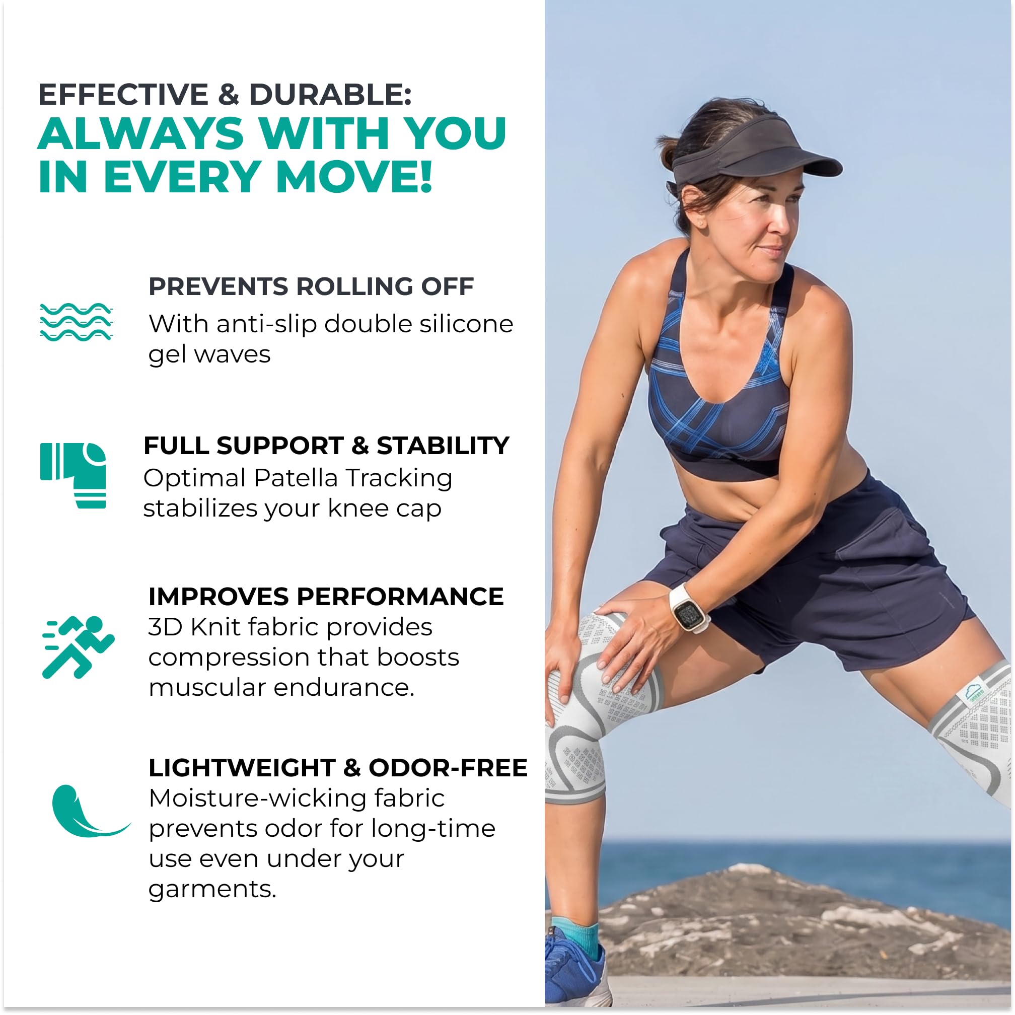 Compression Knee Brace (2-Pack) – Support Sleeves for Workouts & Joint Pain Relief