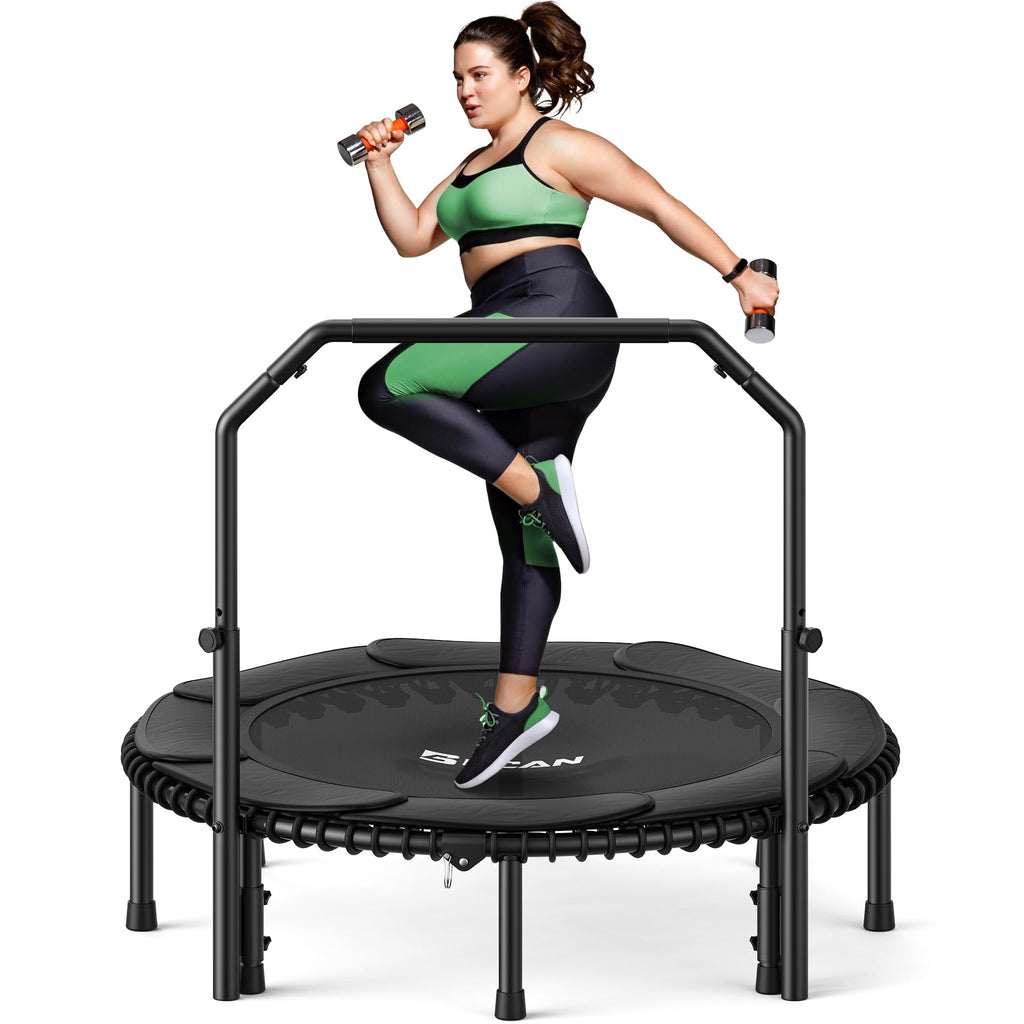 Mini Rebounder Trampoline for Adults – Fitness Trampoline with Adjustable Handle Bar