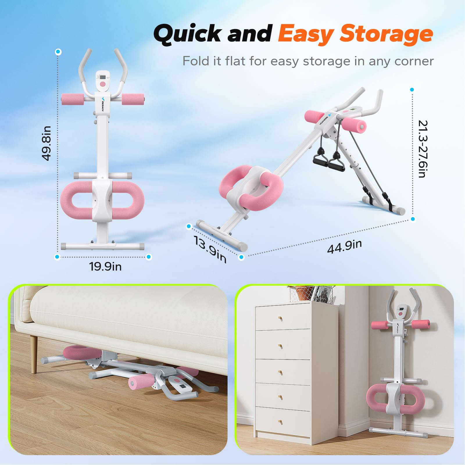 Foldable Ab Machine – Adjustable Core & Abdominal Trainer for Home Workouts