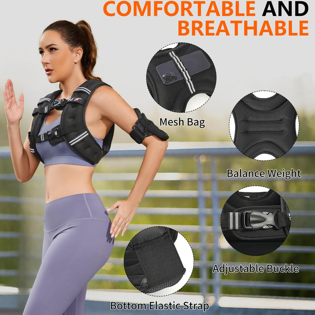Women's Weighted Vest – Reflective Adjustable Vest for Running & Workouts