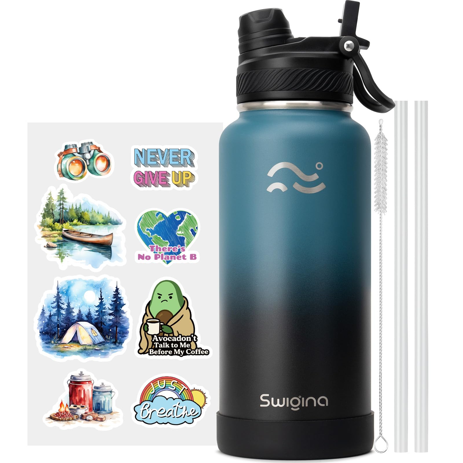 Insulated Water Bottle with Silicone Boot – 24 oz, Cold 36 Hrs / Hot 18 Hrs