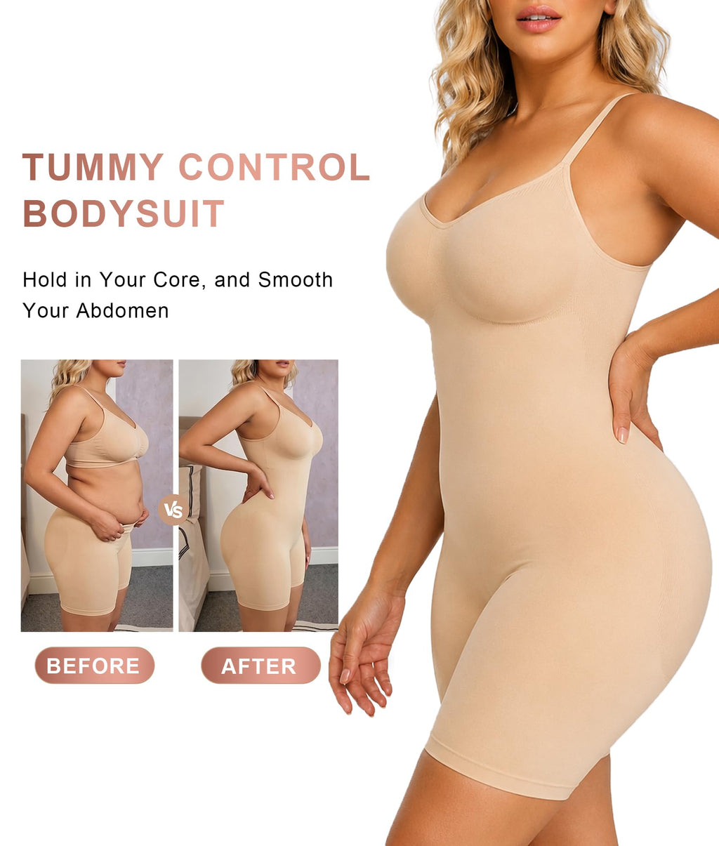 Tummy-Control Bodysuit Shaper – Mid-Thigh Body Shaper Shorts for a Lifted Look