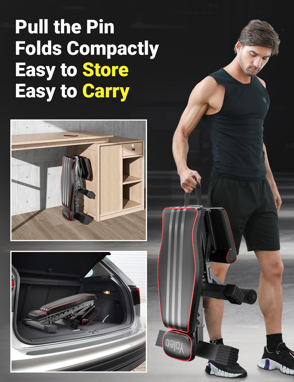 Foldable Adjustable Weight Bench – 84 Positions, 827 lb Capacity, 98% Pre-Assembled