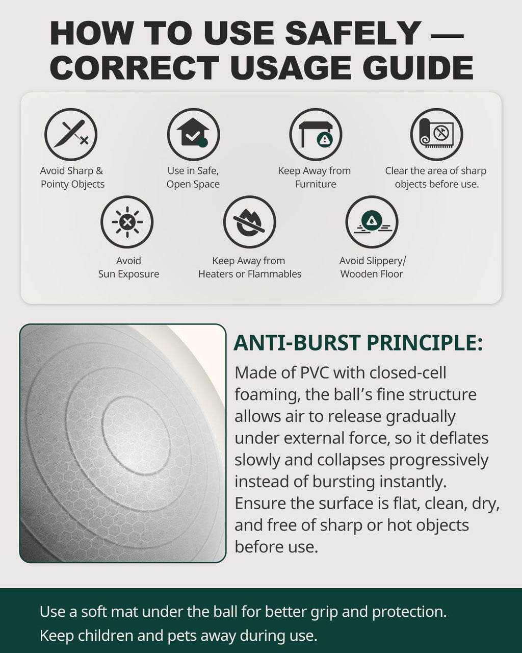 Exercise Ball for Yoga, Pilates & Core – Anti-Burst Stability Ball with Quick Pump